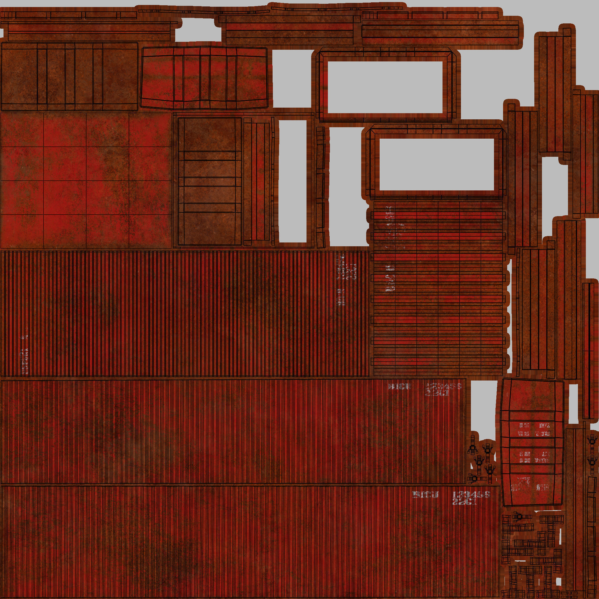 20Ft Cargo Container - Red - Rusted 3D model_17