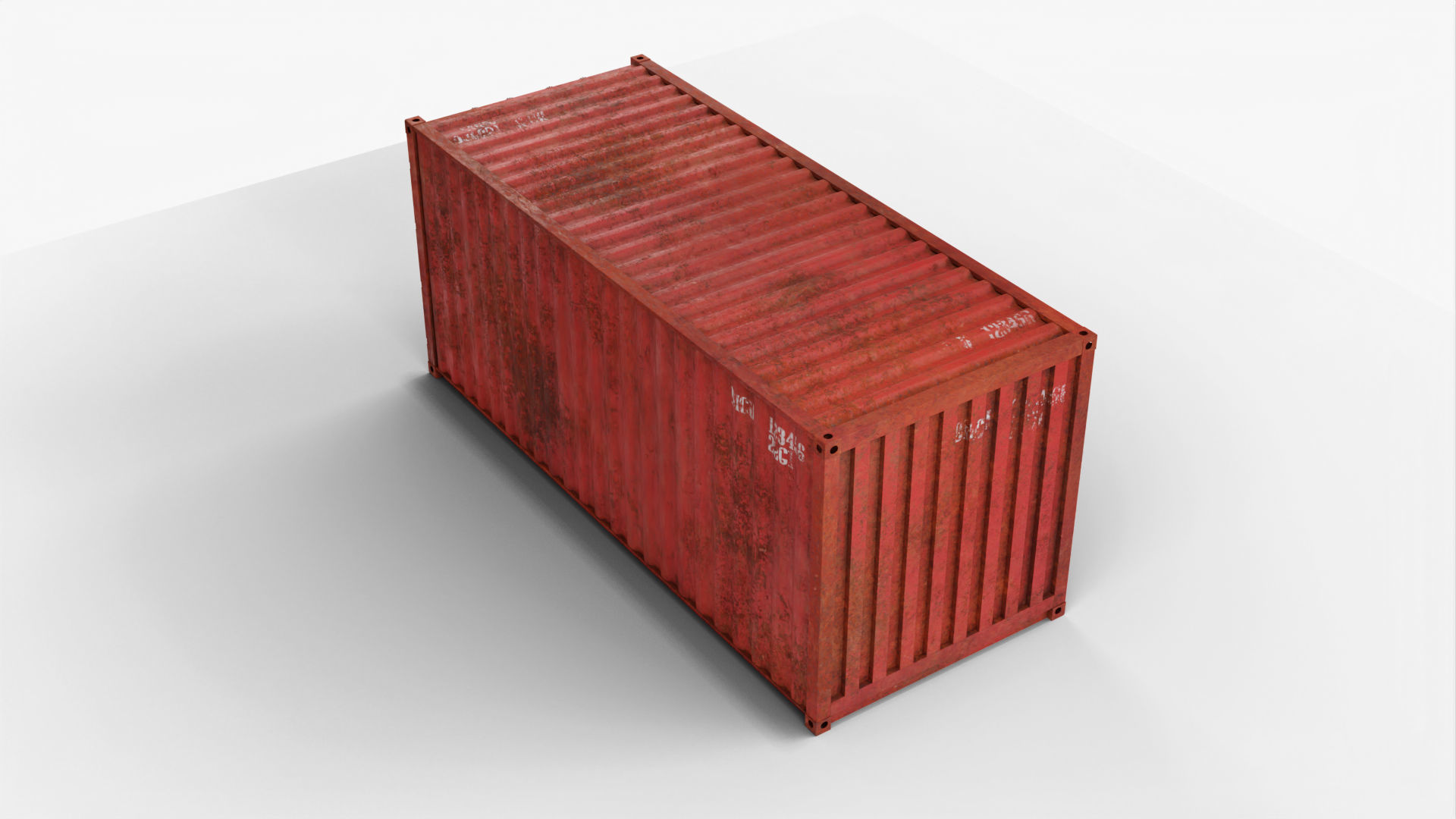 20Ft Cargo Container - Red - Rusted 3D model_5