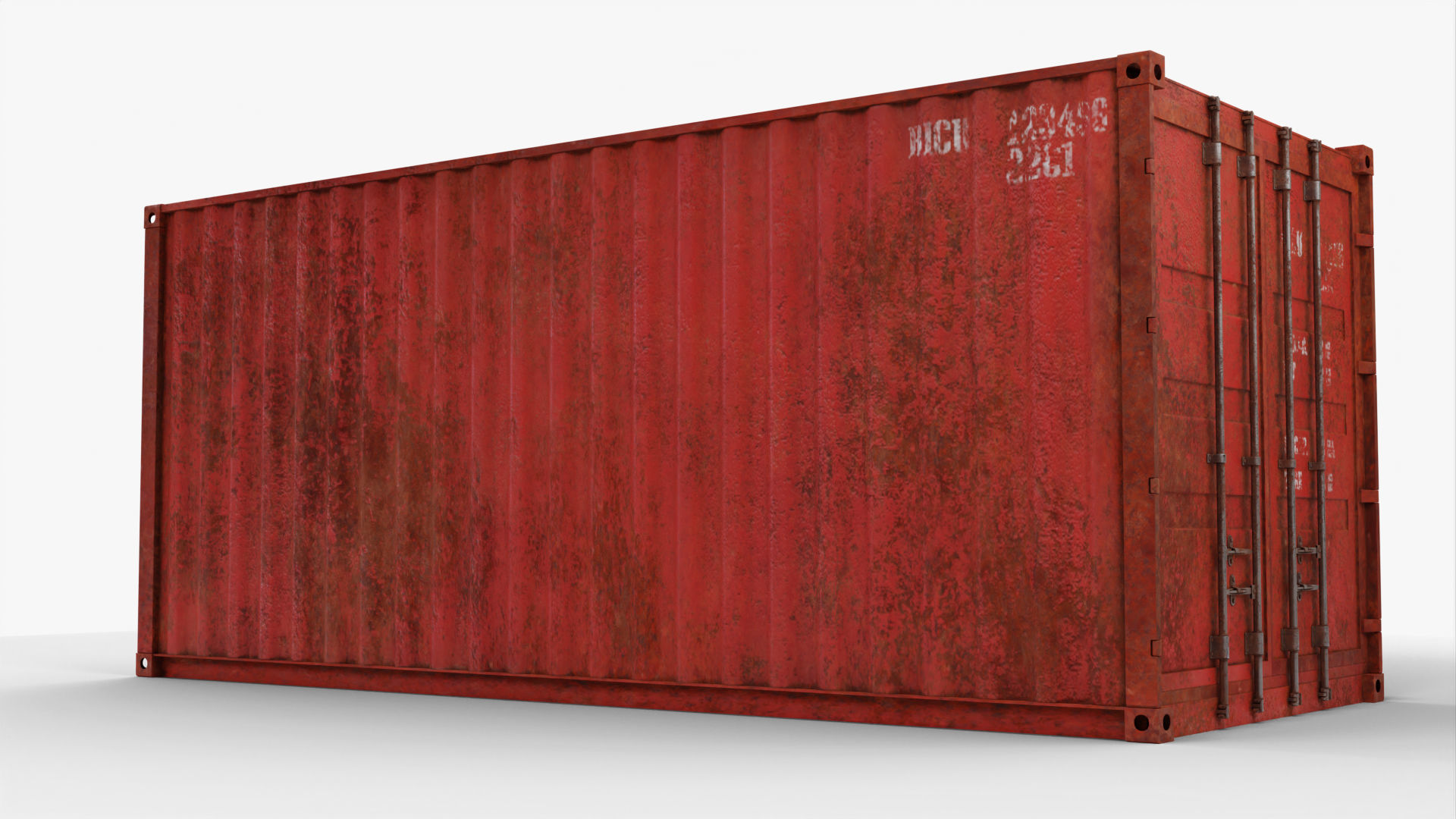 20Ft Cargo Container - Red - Rusted 3D model_6