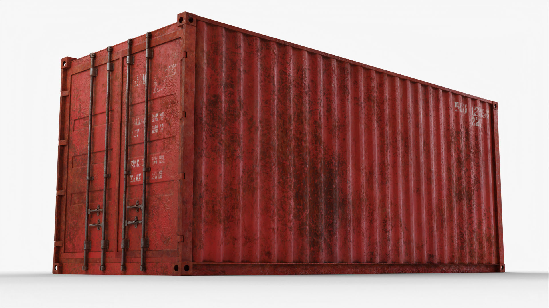 20Ft Cargo Container - Red - Rusted 3D model_3