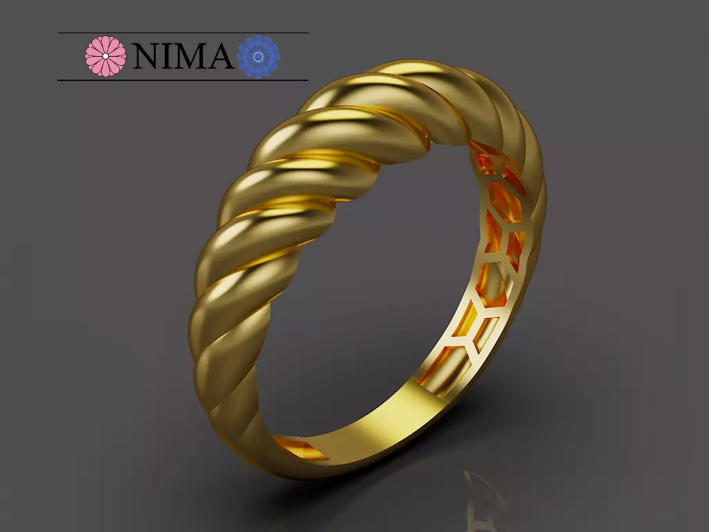 Elegant Twisted Gold Ring Free 3D print model
