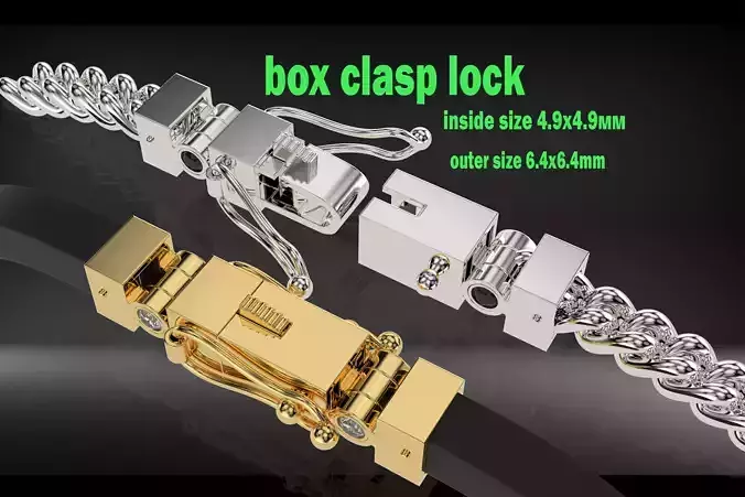 Jewelry box clasp lock for bracelet or chain 5mm Printable STL