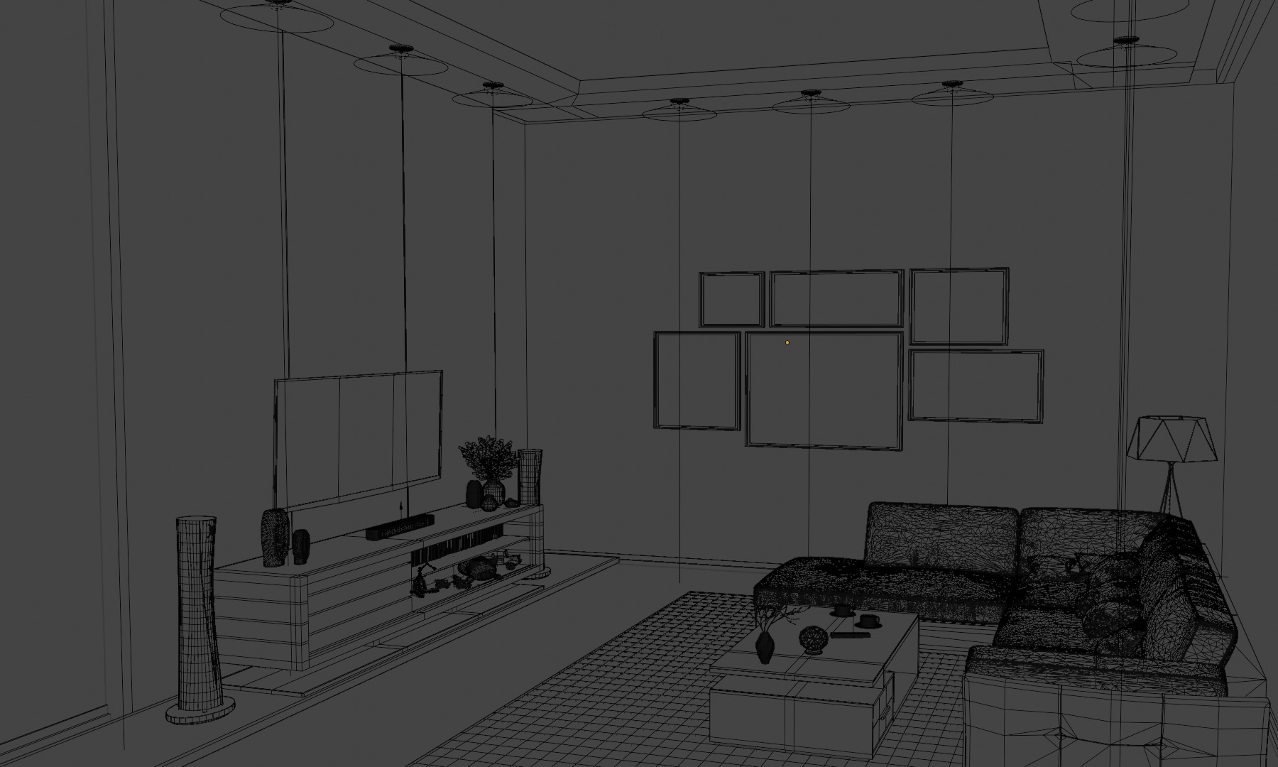 3D Modern Living Room Free 3D model_3