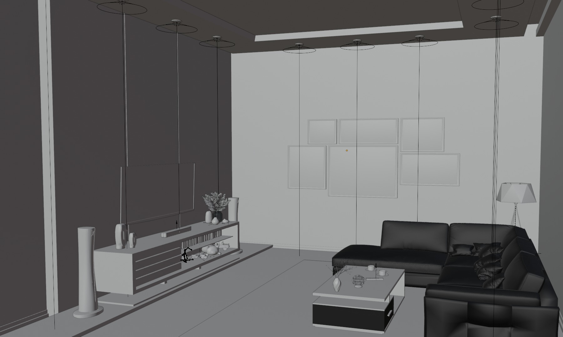 3D Modern Living Room Free 3D model_2