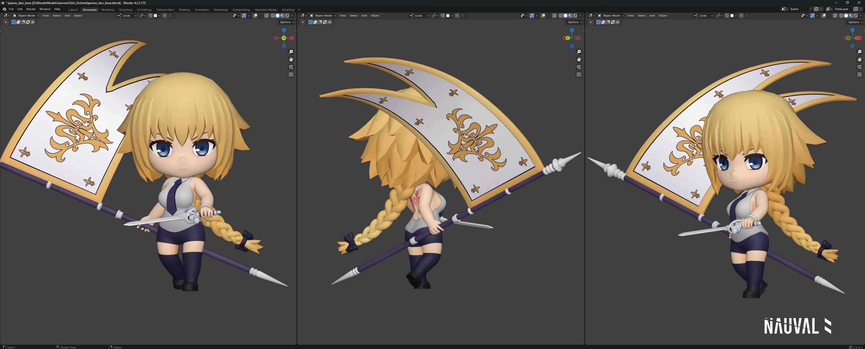 Jeanne DArc Fate - Chibi Low Poly Rigged Blender Model Low-poly 3D model_7
