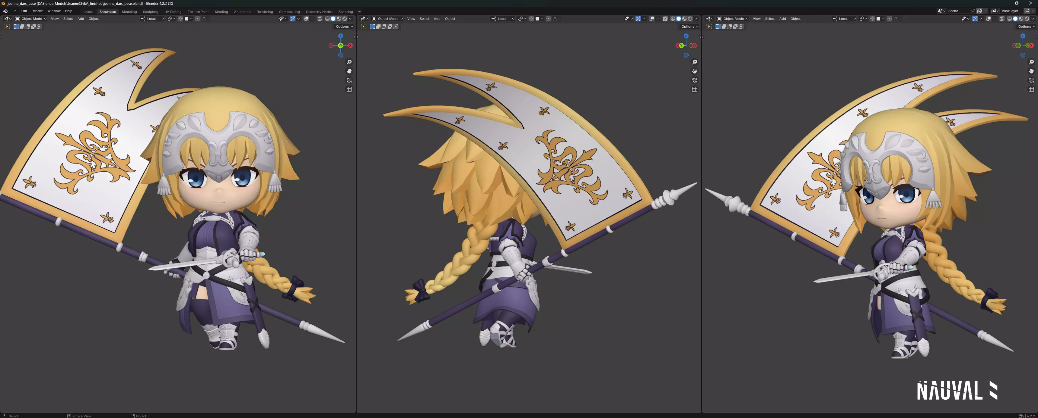 Jeanne DArc Fate - Chibi Low Poly Rigged Blender Model Low-poly 3D model_4