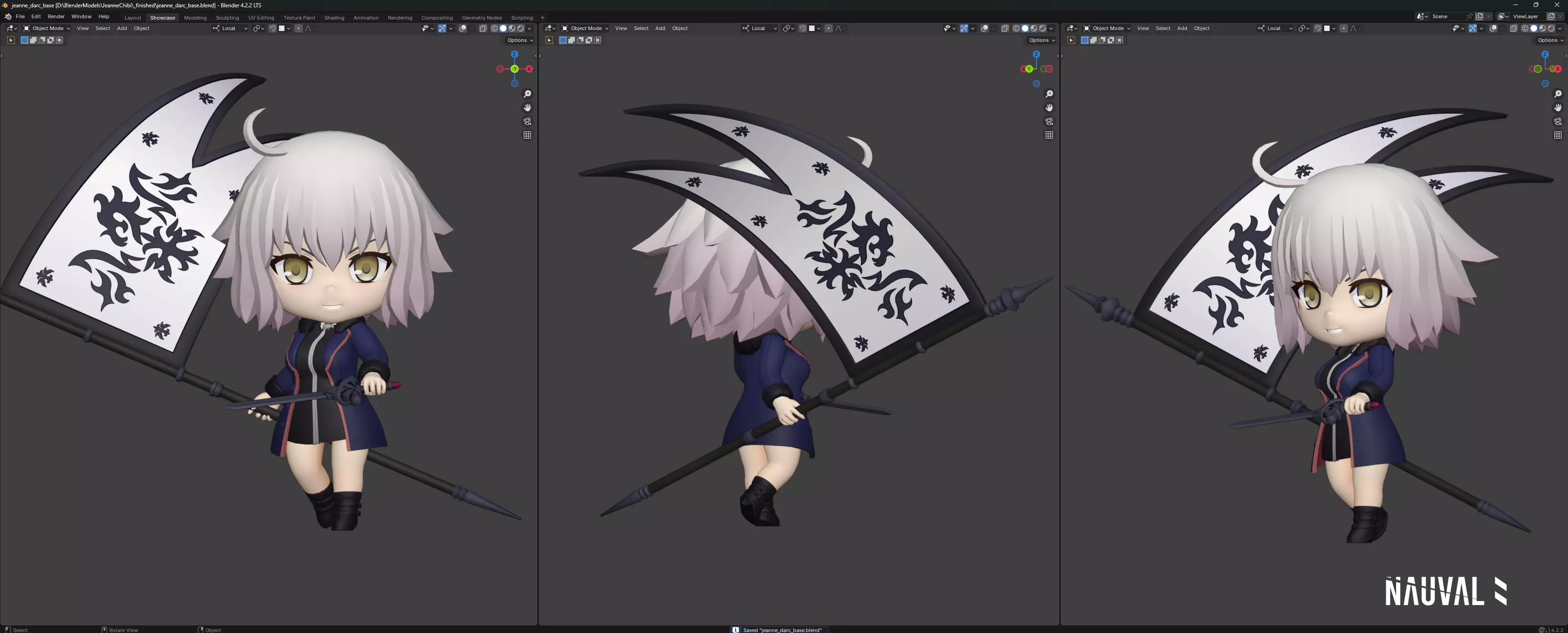 Jeanne DArc Fate - Chibi Low Poly Rigged Blender Model Low-poly 3D model_8