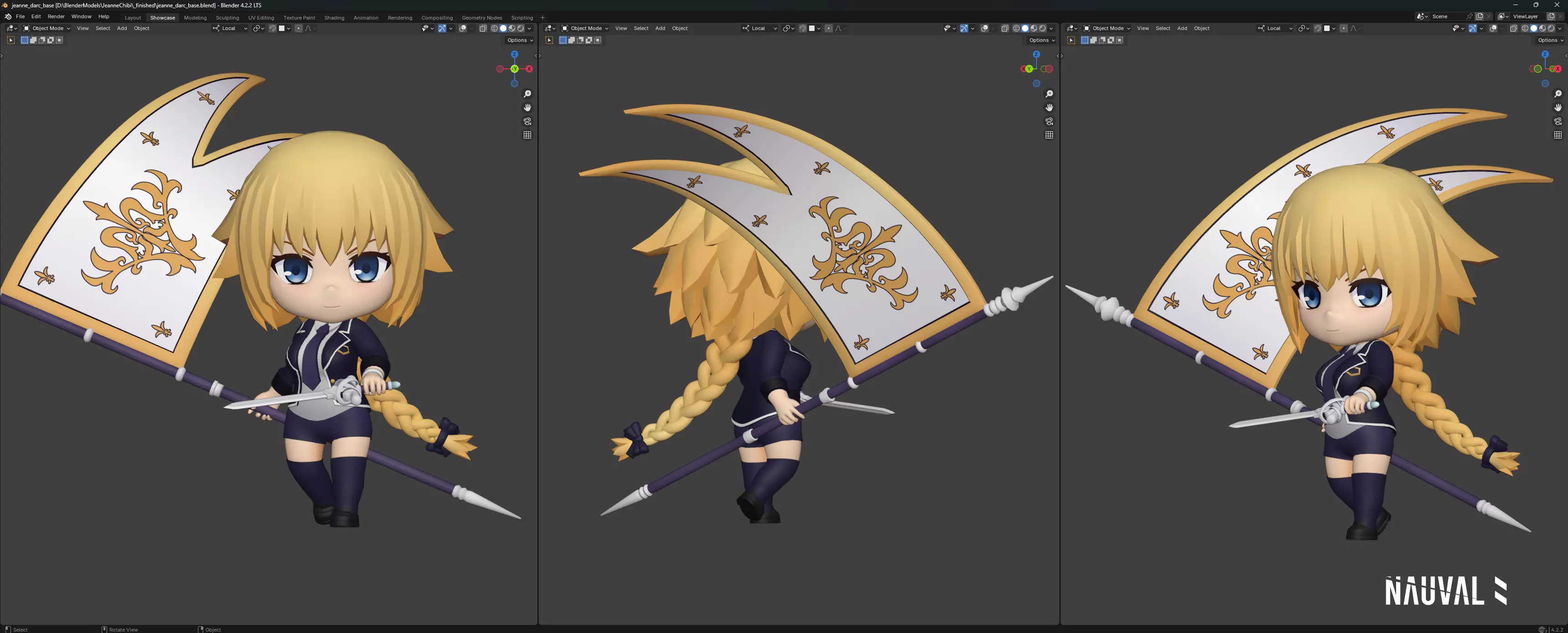 Jeanne DArc Fate - Chibi Low Poly Rigged Blender Model Low-poly 3D model_6
