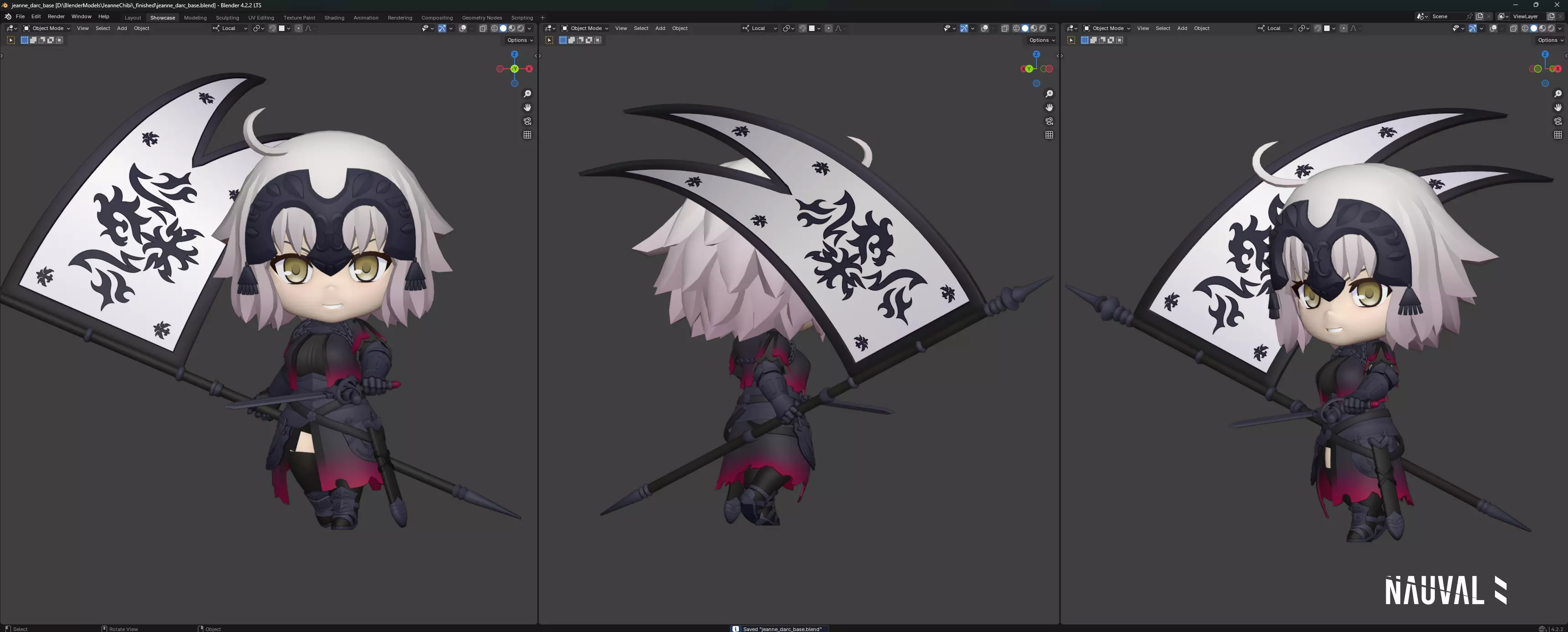 Jeanne DArc Fate - Chibi Low Poly Rigged Blender Model Low-poly 3D model_5
