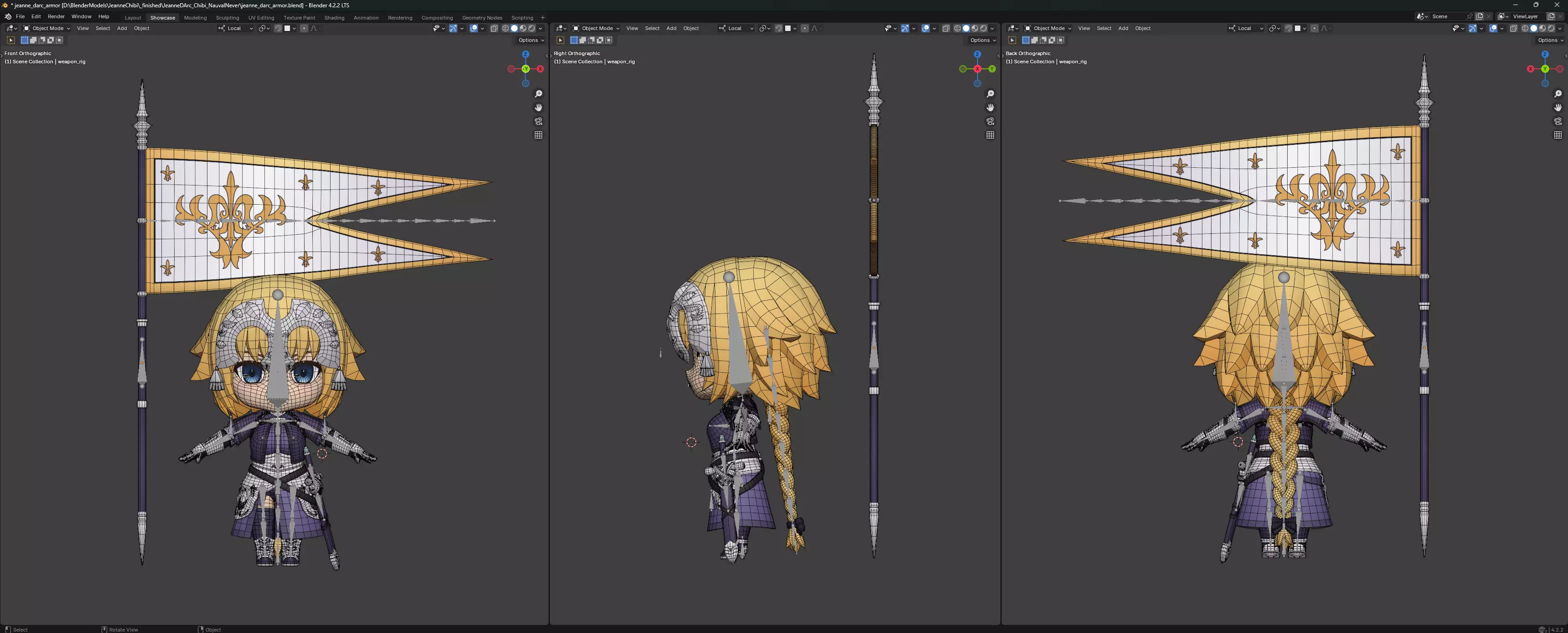 Jeanne DArc Fate - Chibi Low Poly Rigged Blender Model Low-poly 3D model_10