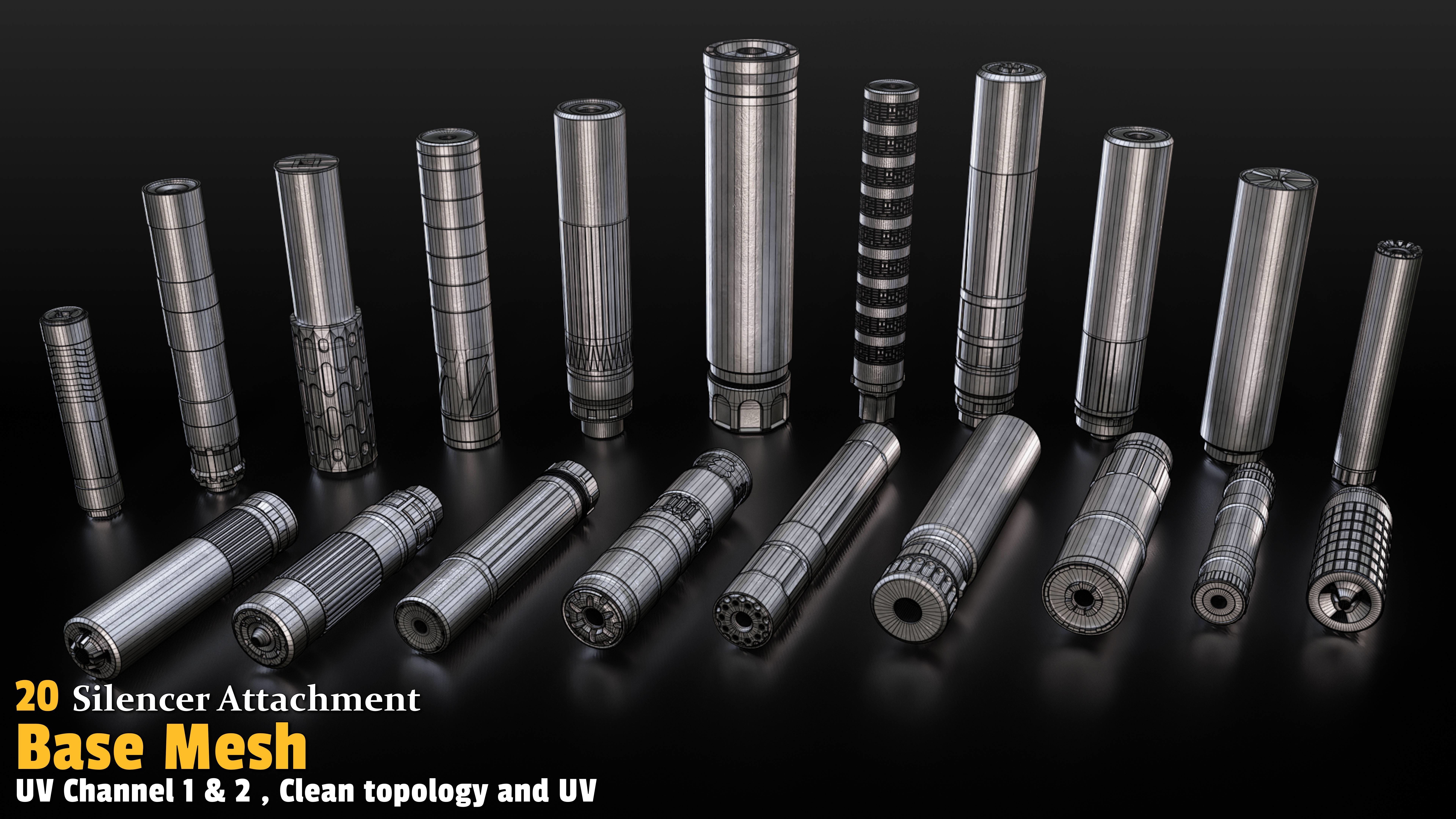 20 Silencer Attachment Base Mesh Low-poly 3D model_4