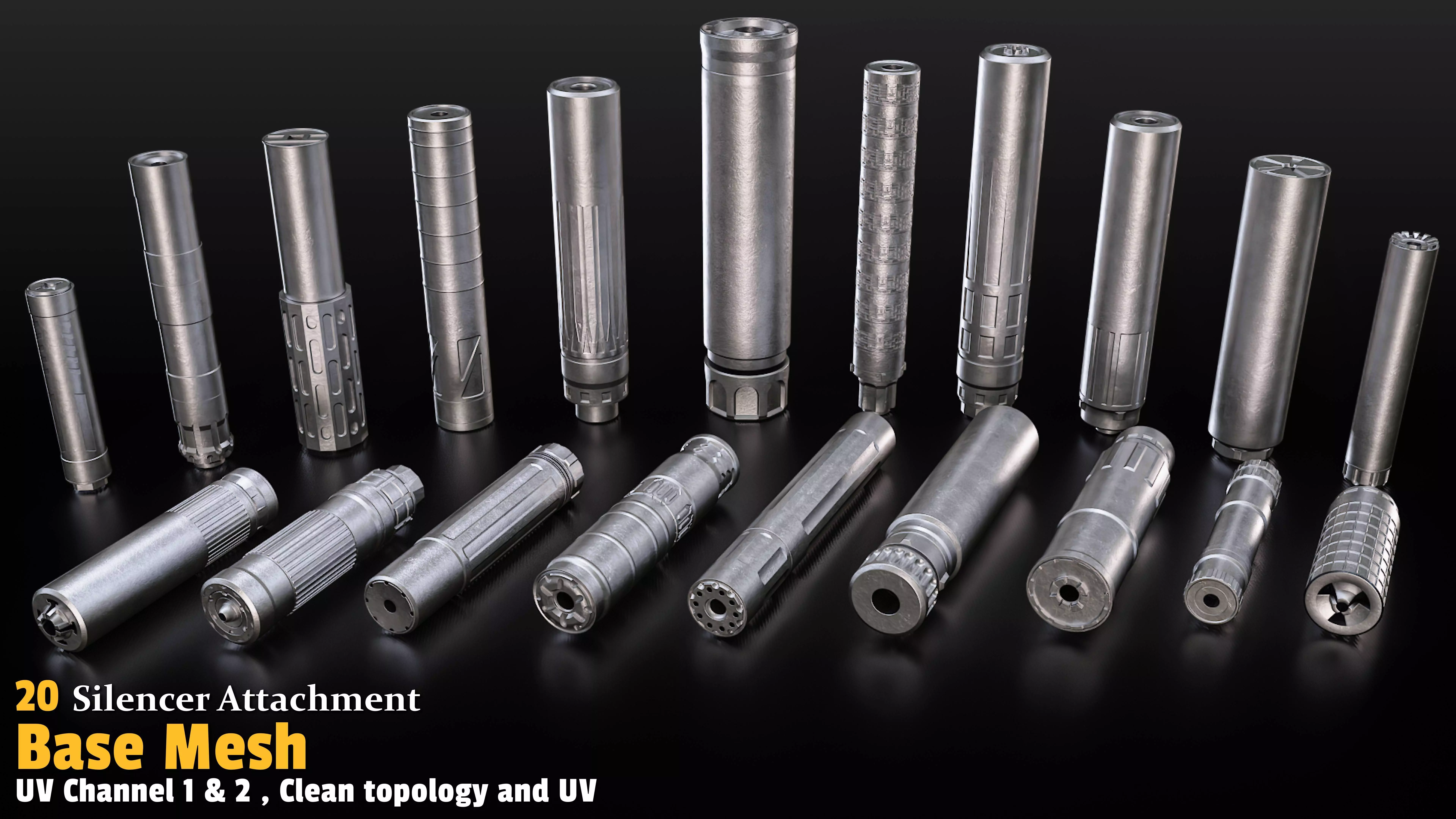 20 Silencer Attachment Base Mesh Low-poly 3D model_0