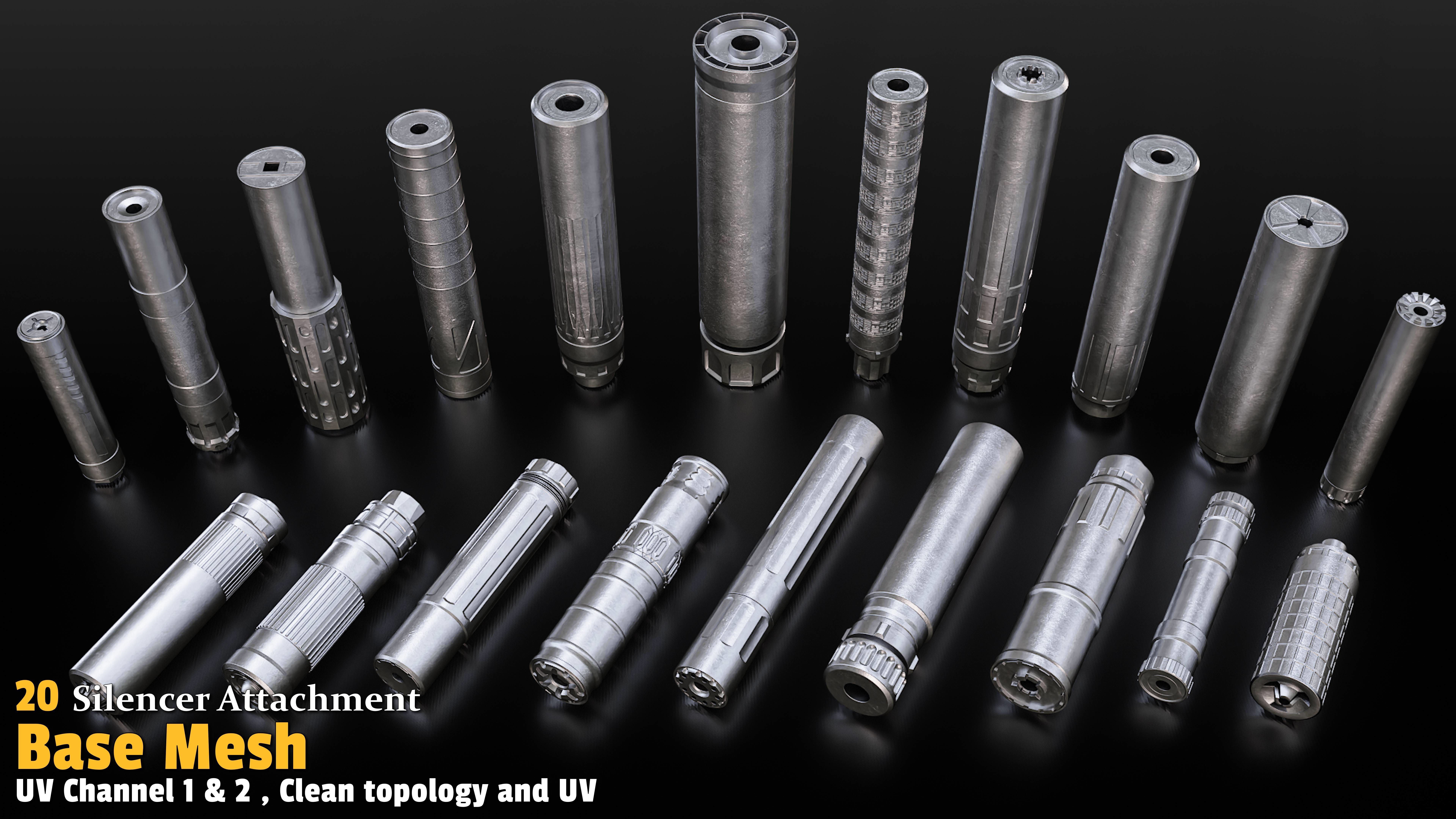 20 Silencer Attachment Base Mesh Low-poly 3D model_2