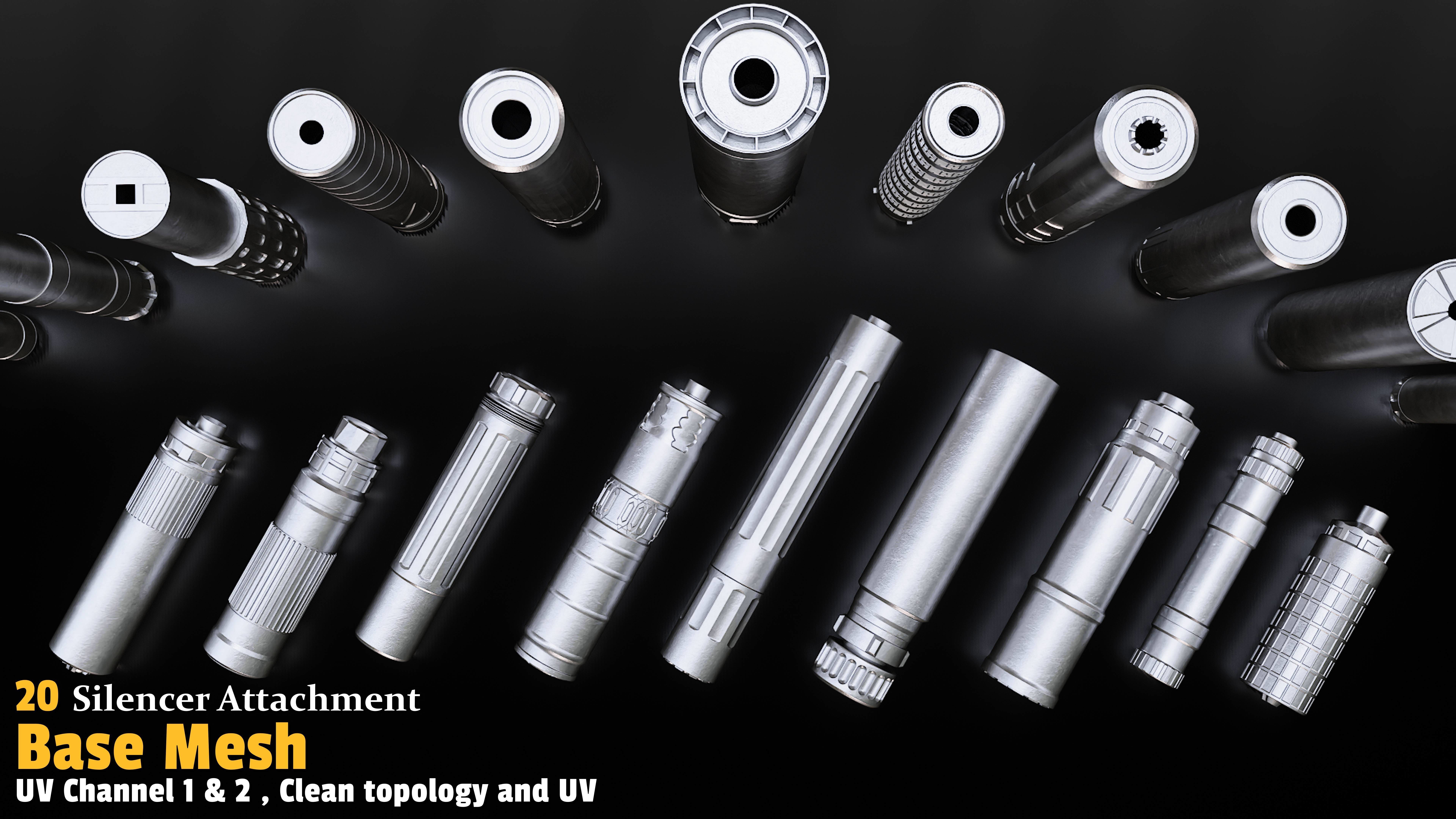 20 Silencer Attachment Base Mesh Low-poly 3D model_3