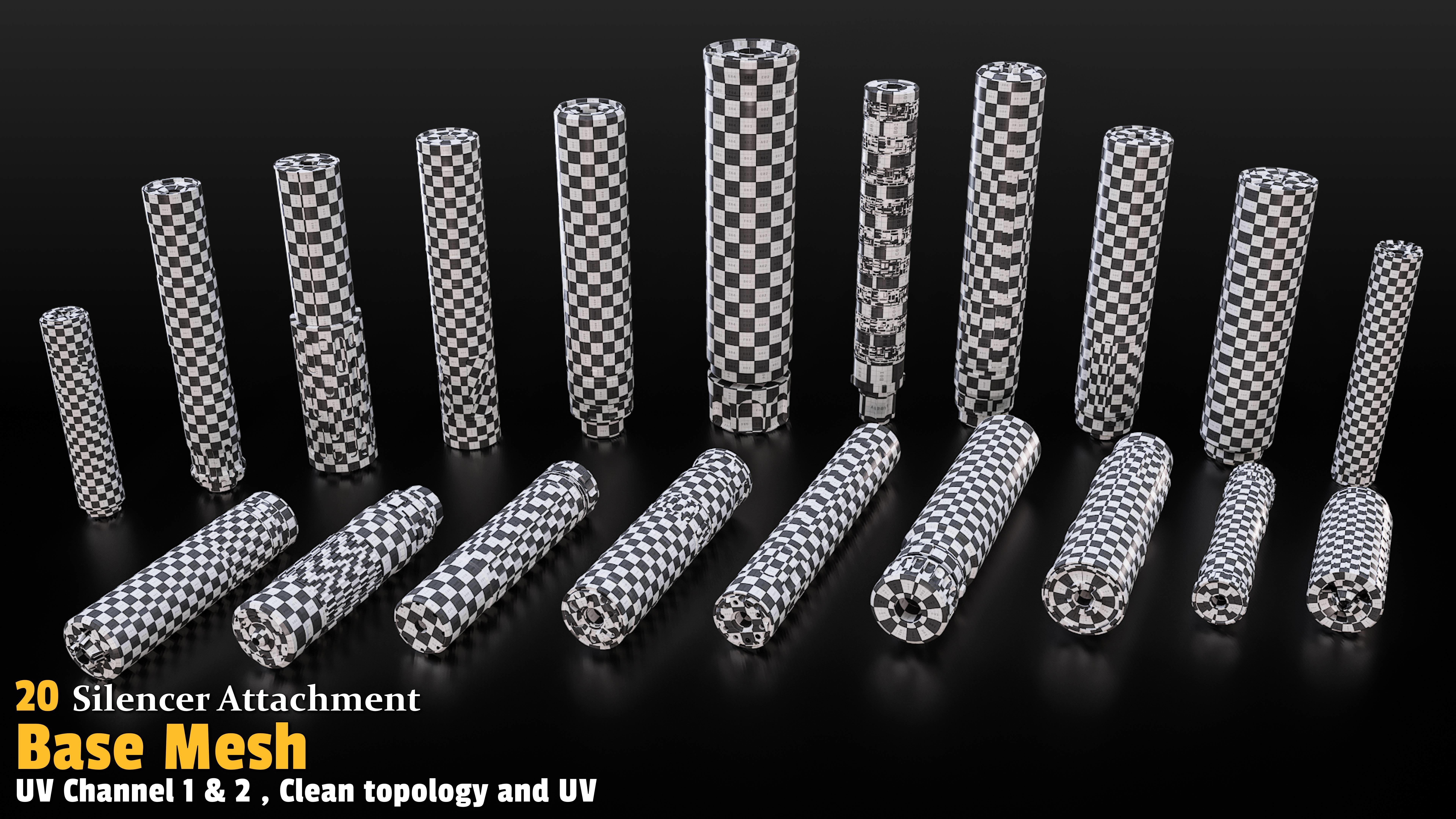 20 Silencer Attachment Base Mesh Low-poly 3D model_5