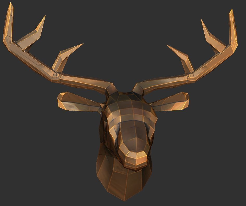 Deer Head Wall Decor-3D Polygon 3D print model_3