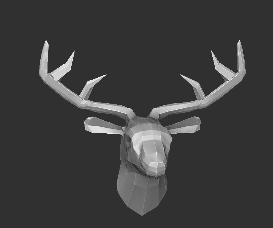  Deer Head Wall Decor-3D Polygon 3D print model_4