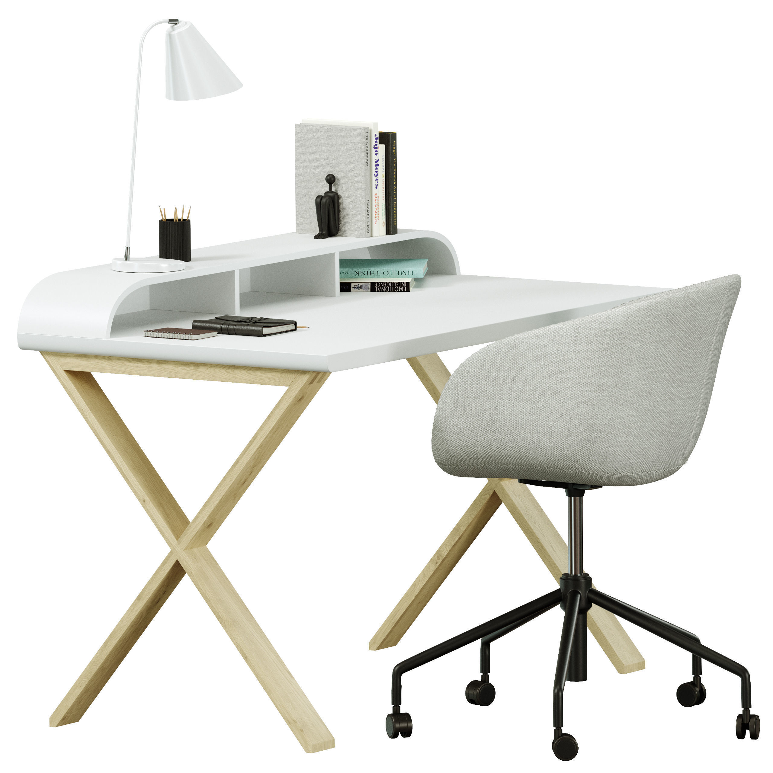 Working table Yvette chair 3D model_2