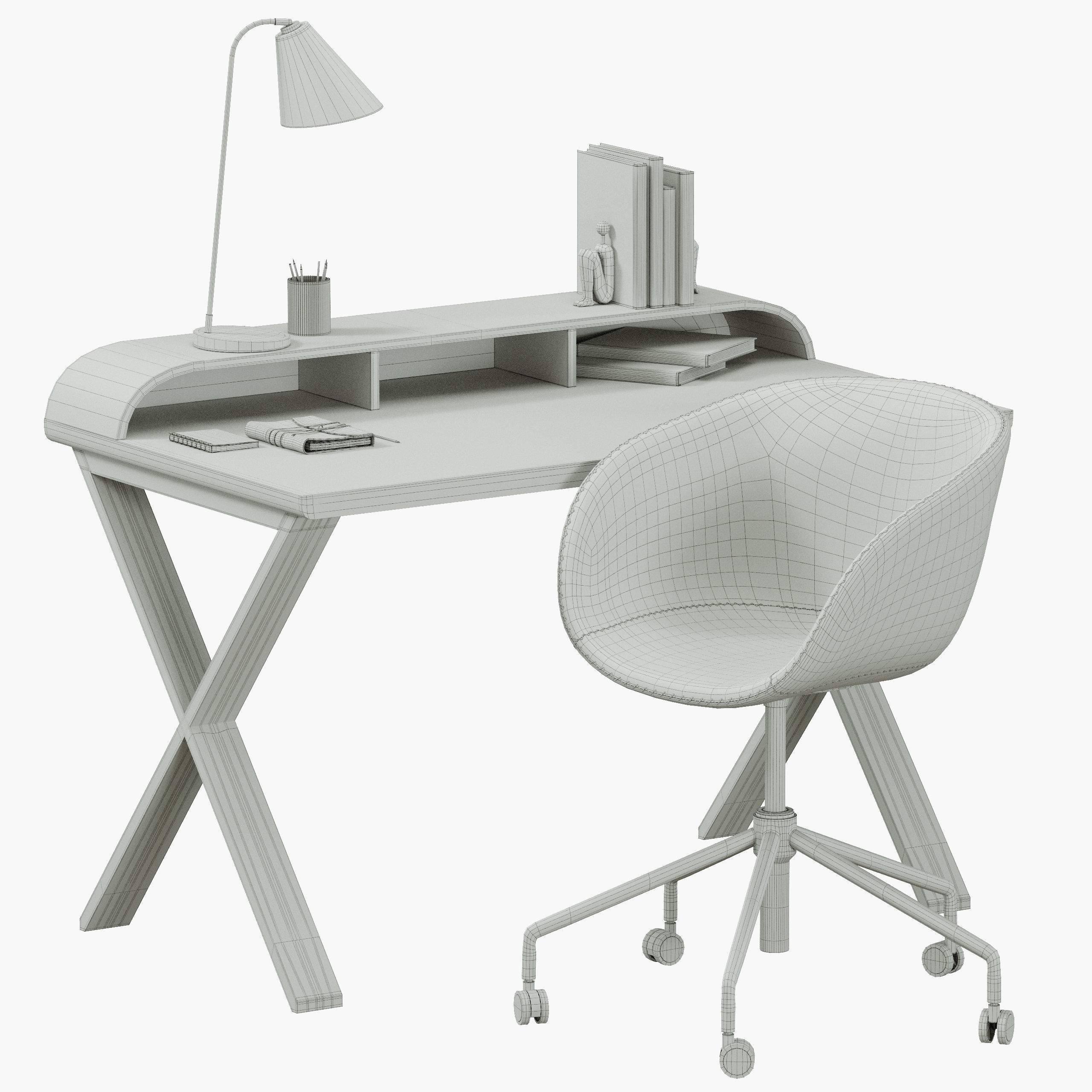 Working table Yvette chair 3D model_7