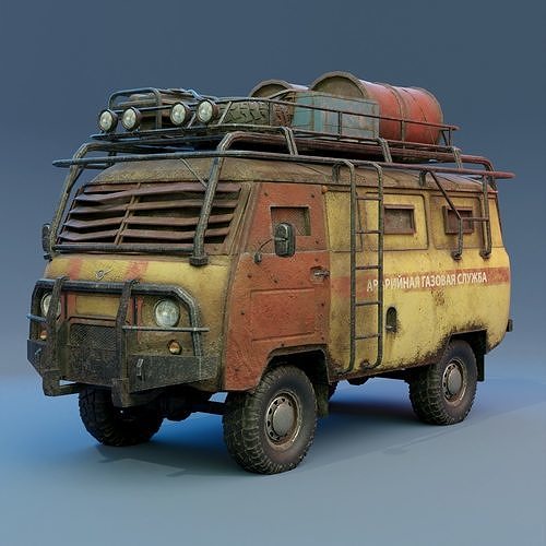 Post Apocalyptic UAZ Free low-poly 3D model