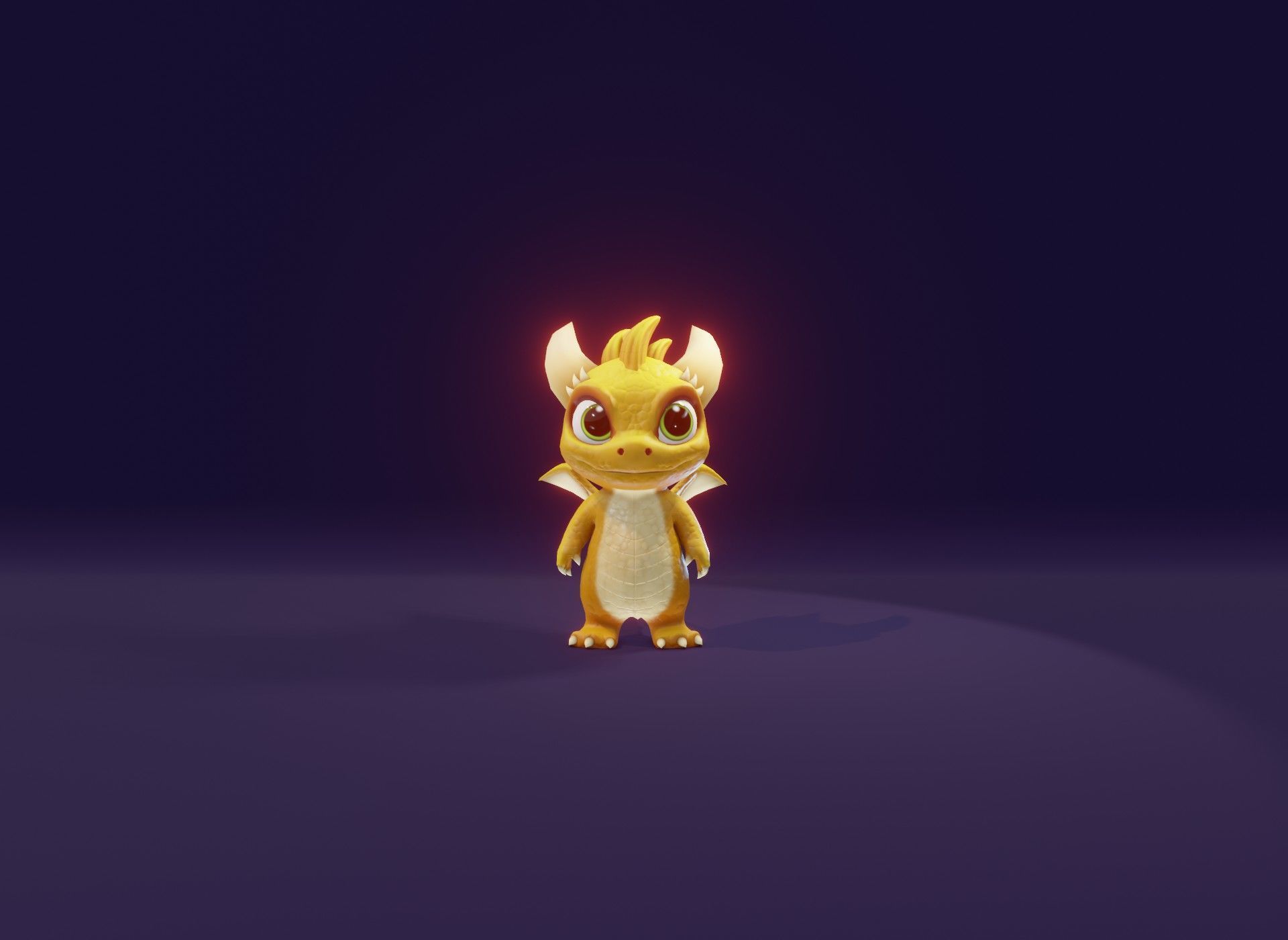 Yellow Animated Cartoon Baby Dragon 3d Model Low-poly 3D model_7