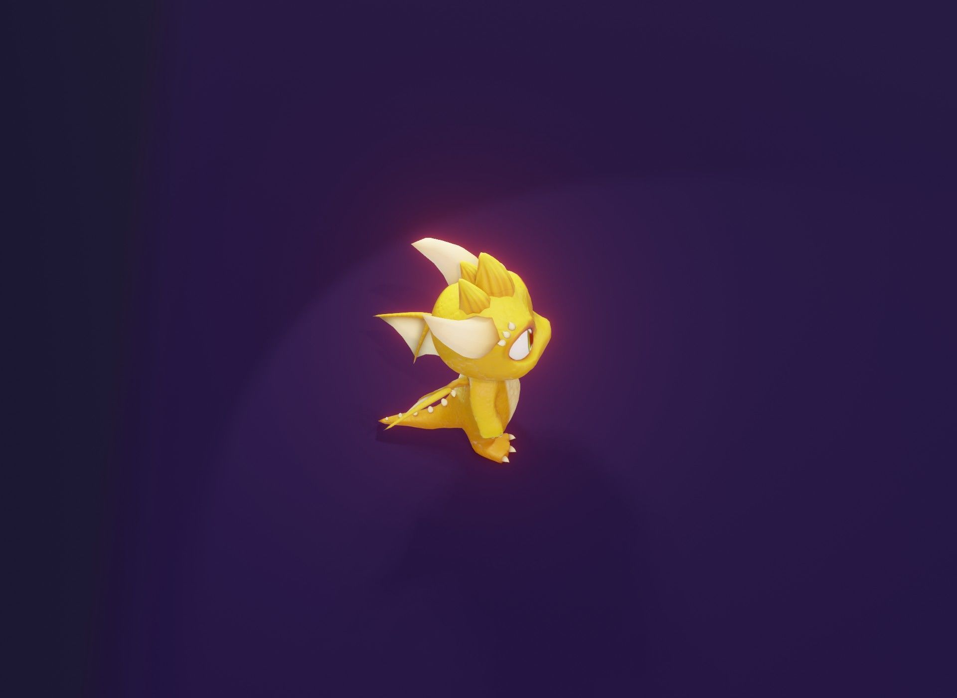 Yellow Animated Cartoon Baby Dragon 3d Model Low-poly 3D model_18