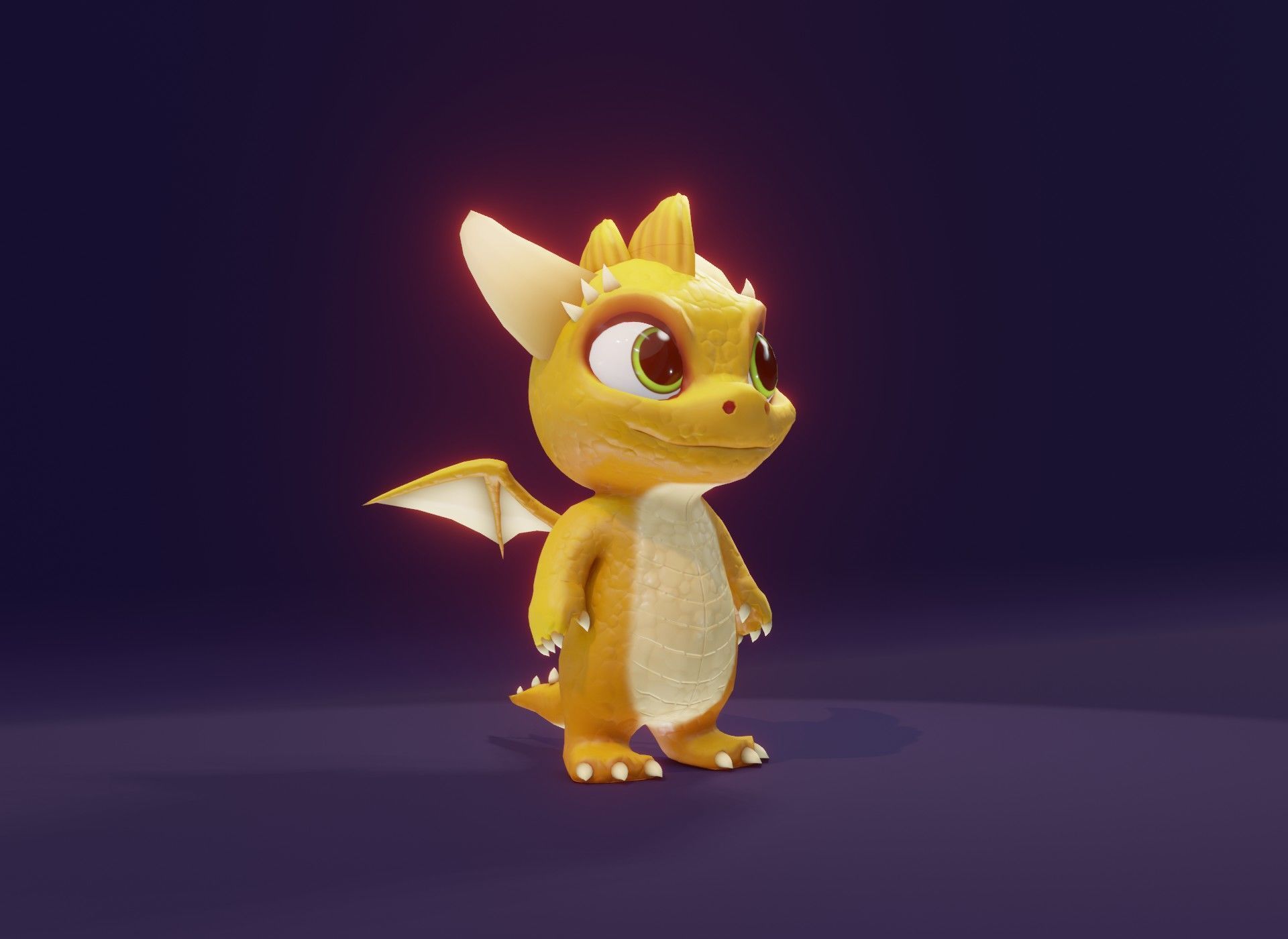 Yellow Animated Cartoon Baby Dragon 3d Model Low-poly 3D model_20