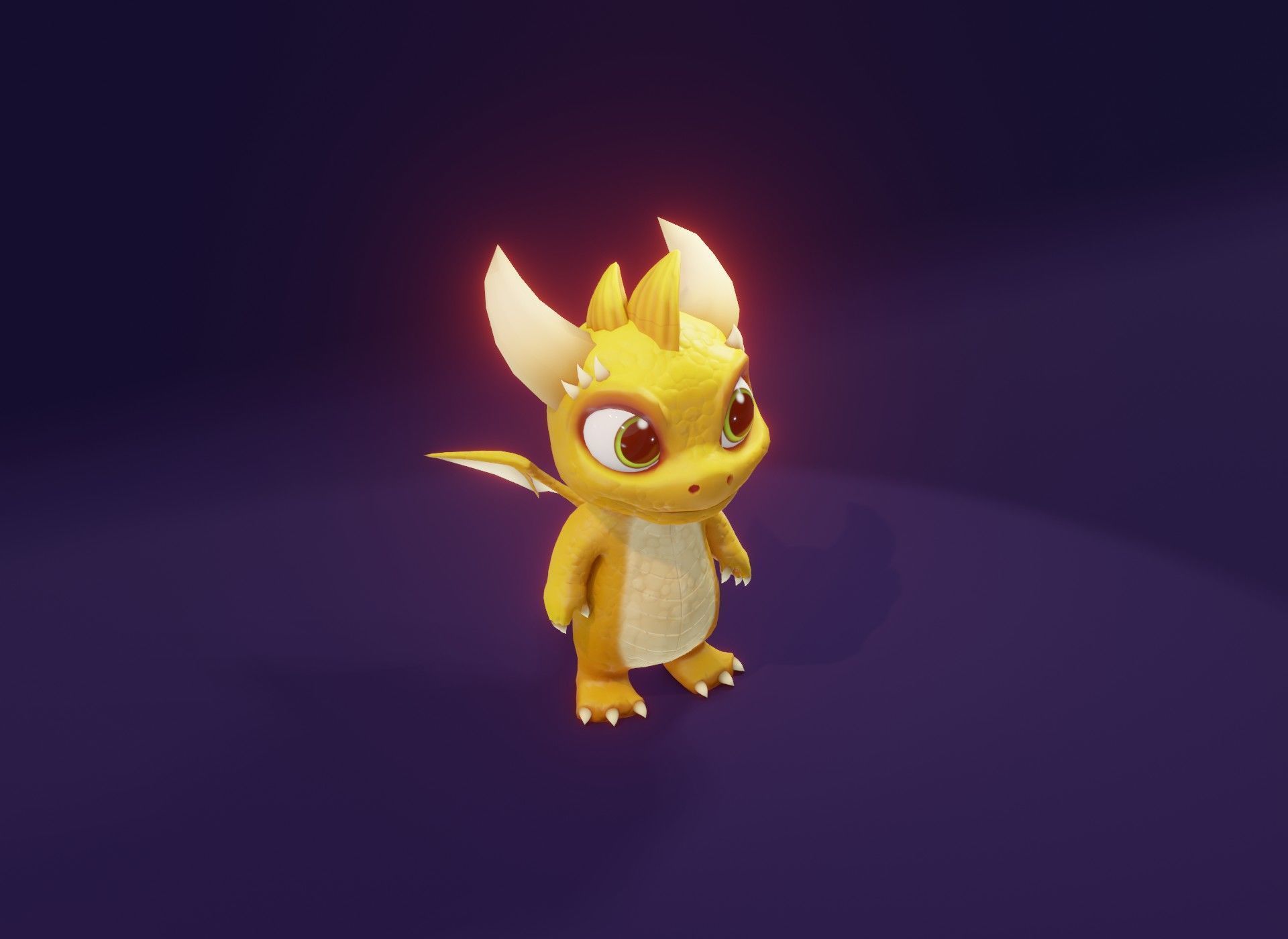 Yellow Animated Cartoon Baby Dragon 3d Model Low-poly 3D model_11