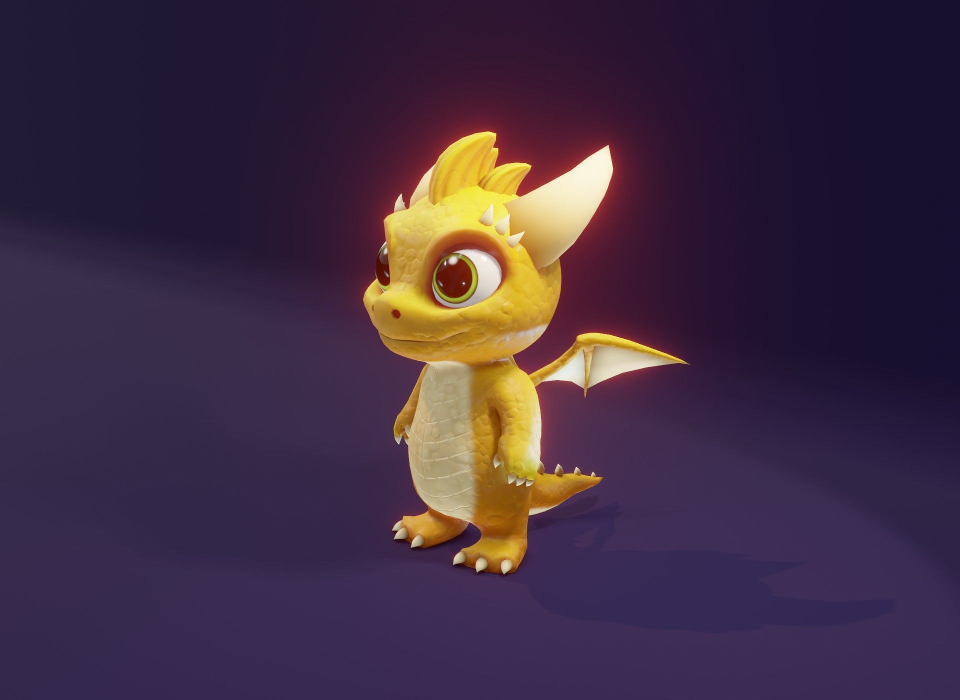 Yellow Animated Cartoon Baby Dragon 3d Model Low-poly 3D model_10