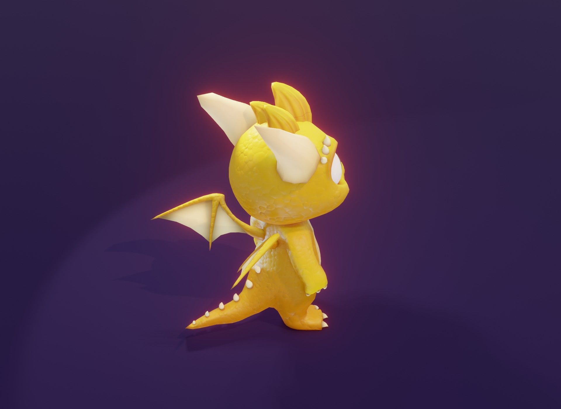 Yellow Animated Cartoon Baby Dragon 3d Model Low-poly 3D model_8