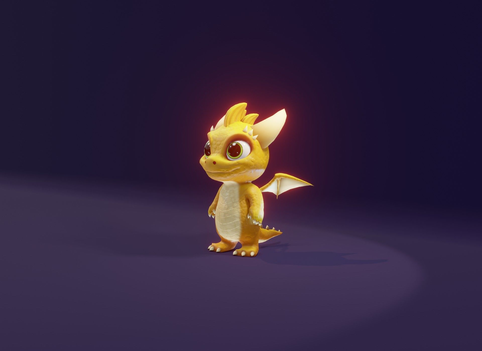 Yellow Animated Cartoon Baby Dragon 3d Model Low-poly 3D model_16