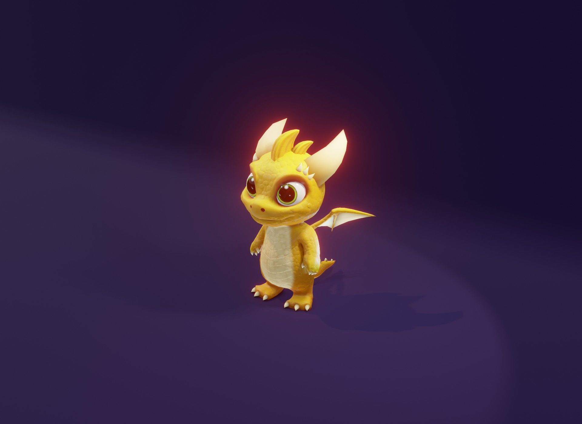 Yellow Animated Cartoon Baby Dragon 3d Model Low-poly 3D model_14