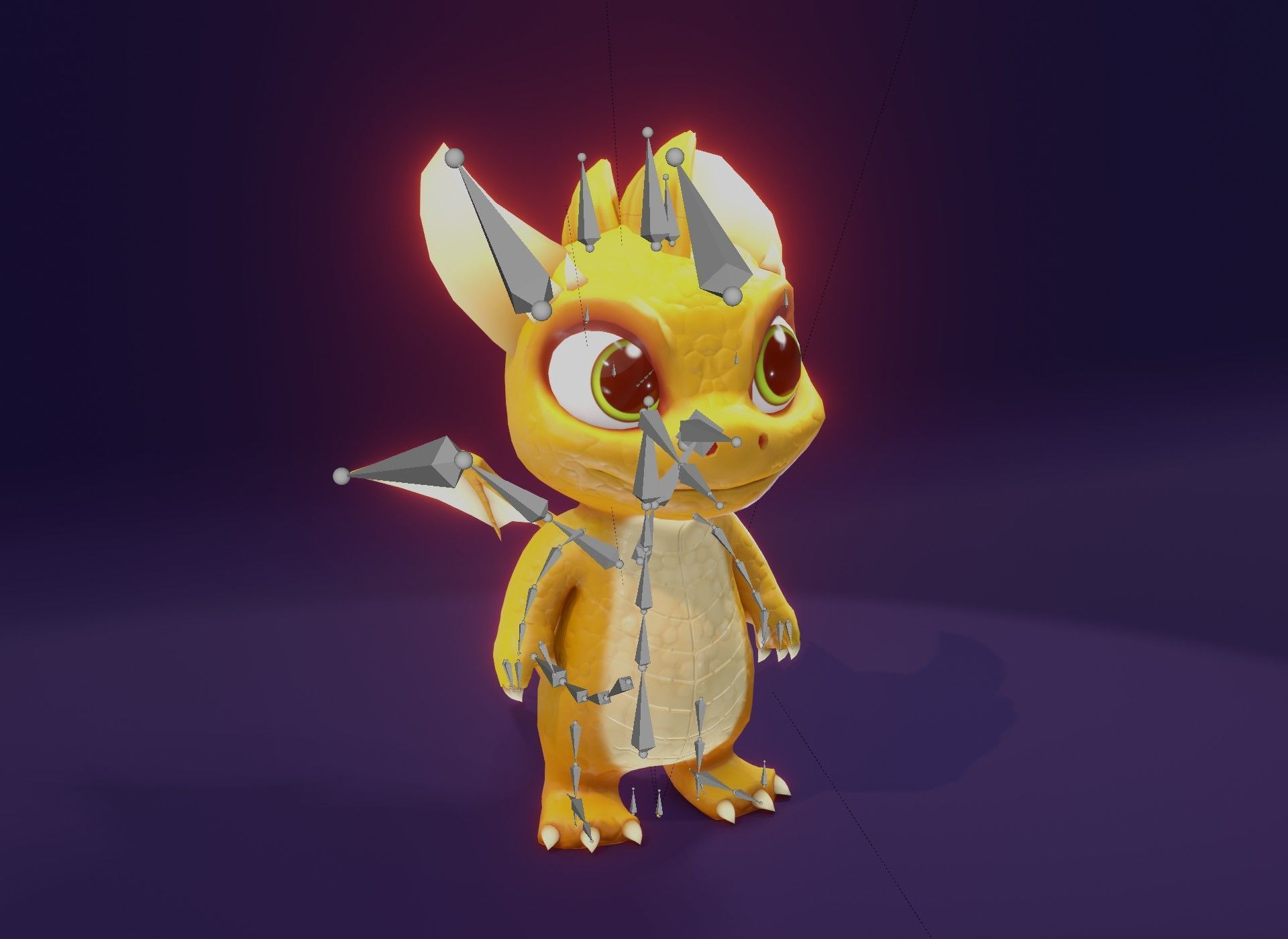 Yellow Animated Cartoon Baby Dragon 3d Model Low-poly 3D model_24