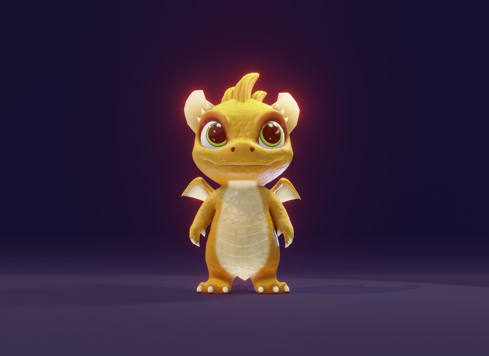 Yellow Animated Cartoon Baby Dragon 3d Model Low-poly 3D model_19