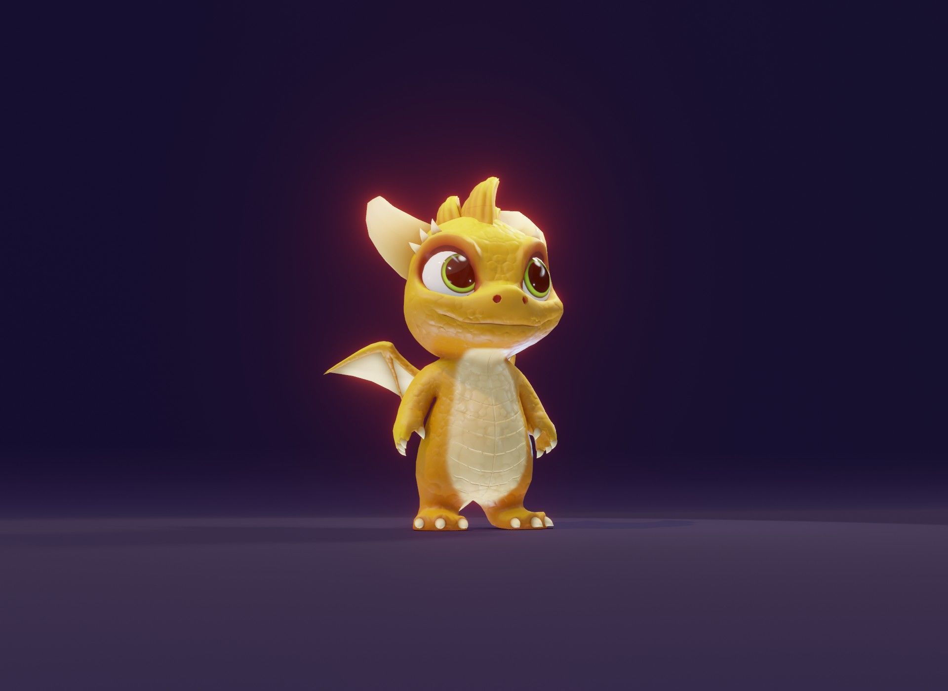 Yellow Animated Cartoon Baby Dragon 3d Model Low-poly 3D model_13