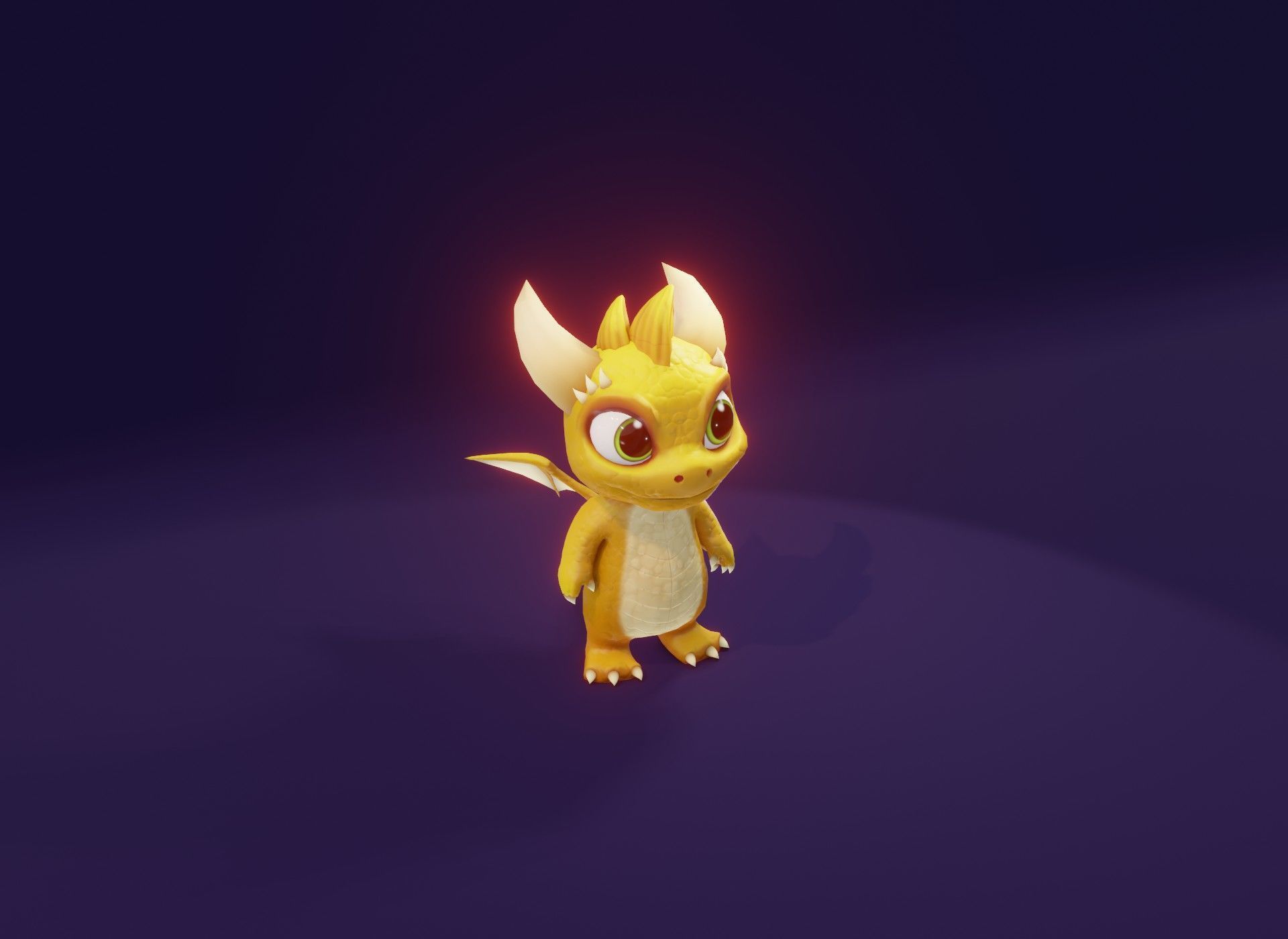 Yellow Animated Cartoon Baby Dragon 3d Model Low-poly 3D model_17