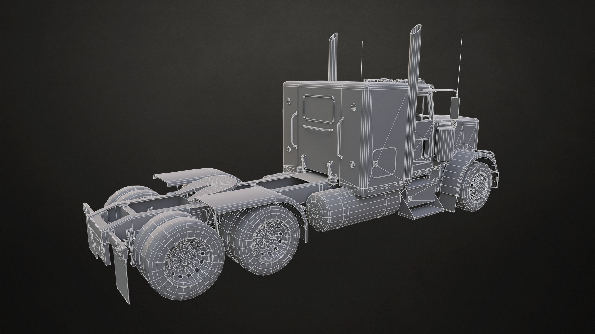 Flat Top Semi Truck Car Carrier Trailer Low-poly 3D model_23
