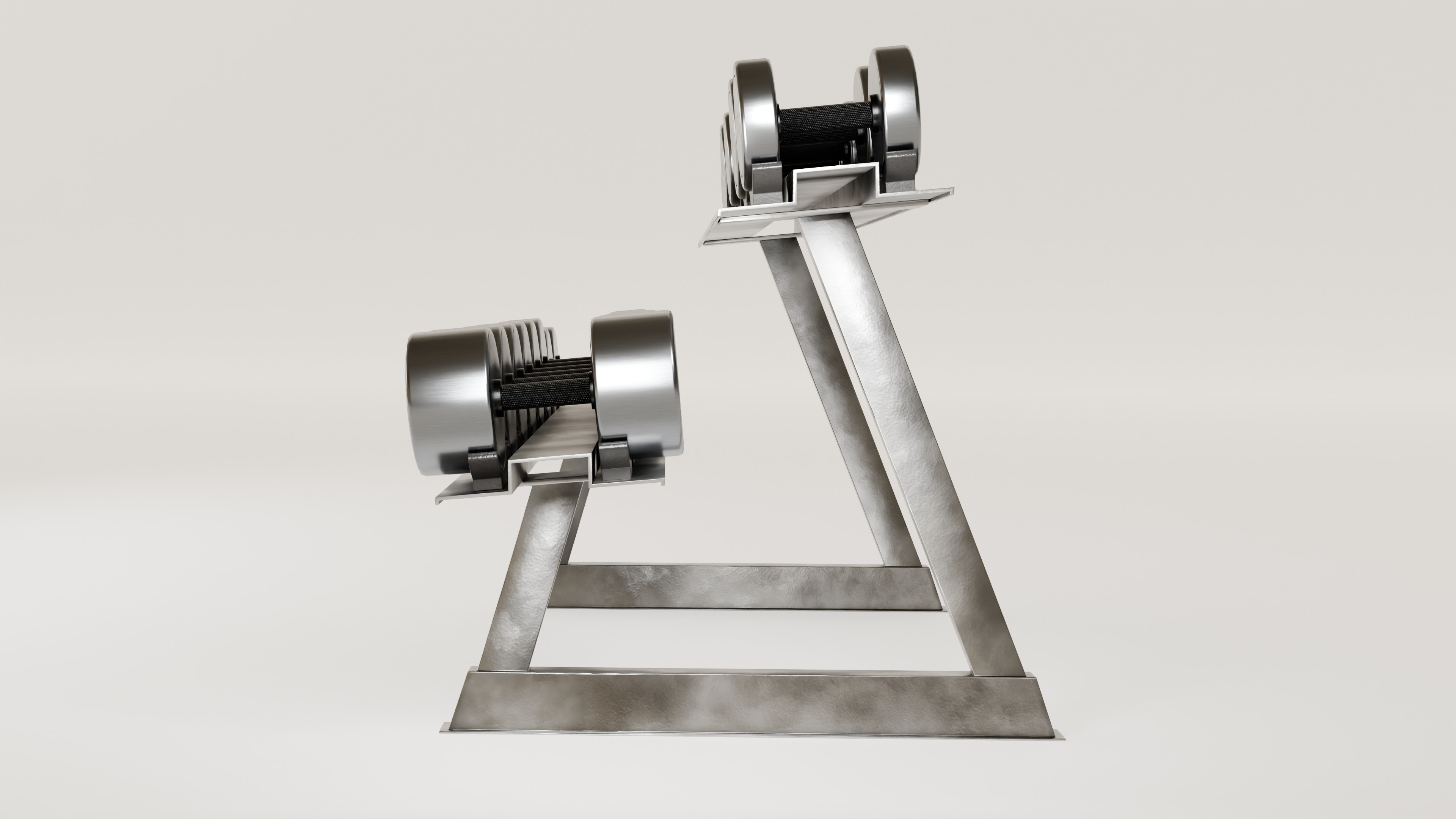 Dumbell Set Low-poly 3D model_4