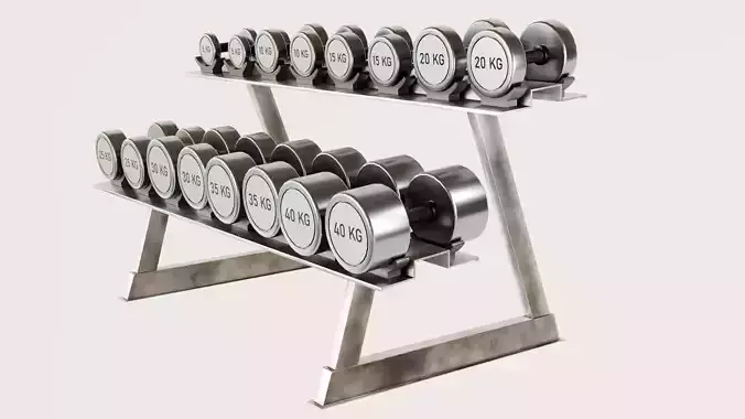Dumbell Set Low-poly 3D model