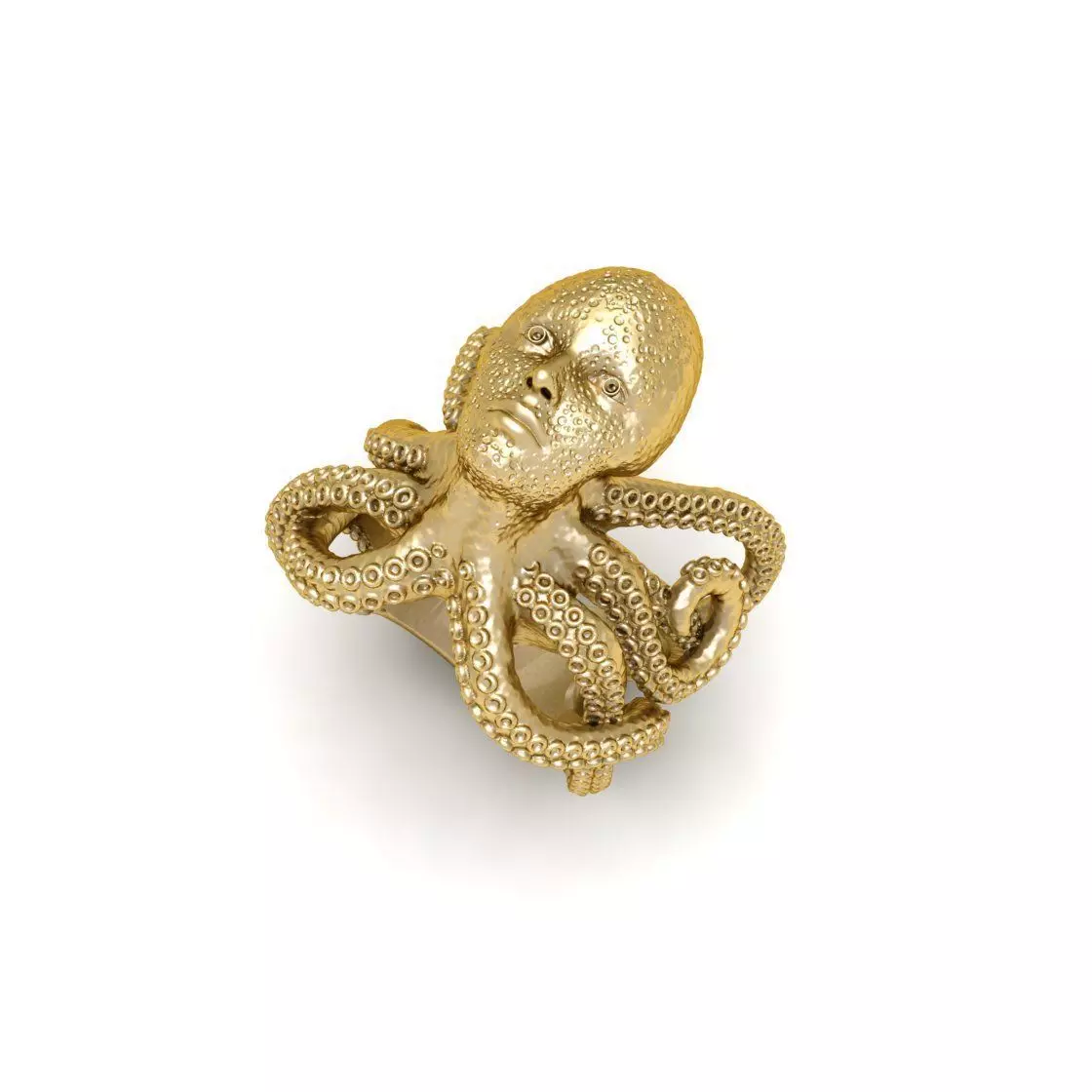 Octopus ring with human face 3D print model_0