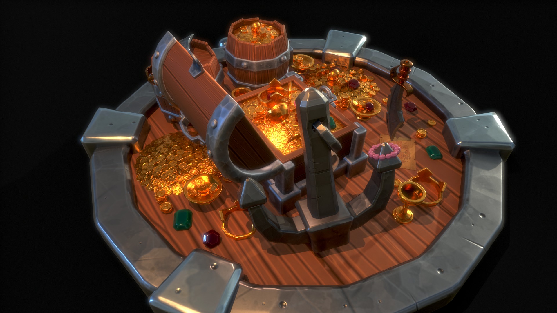 Pirate Treasures Low-poly 3D model_3