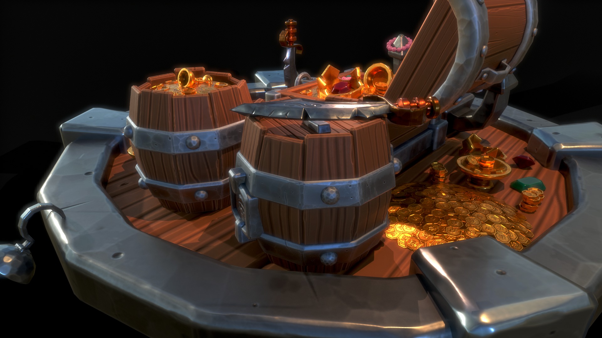 Pirate Treasures Low-poly 3D model_9