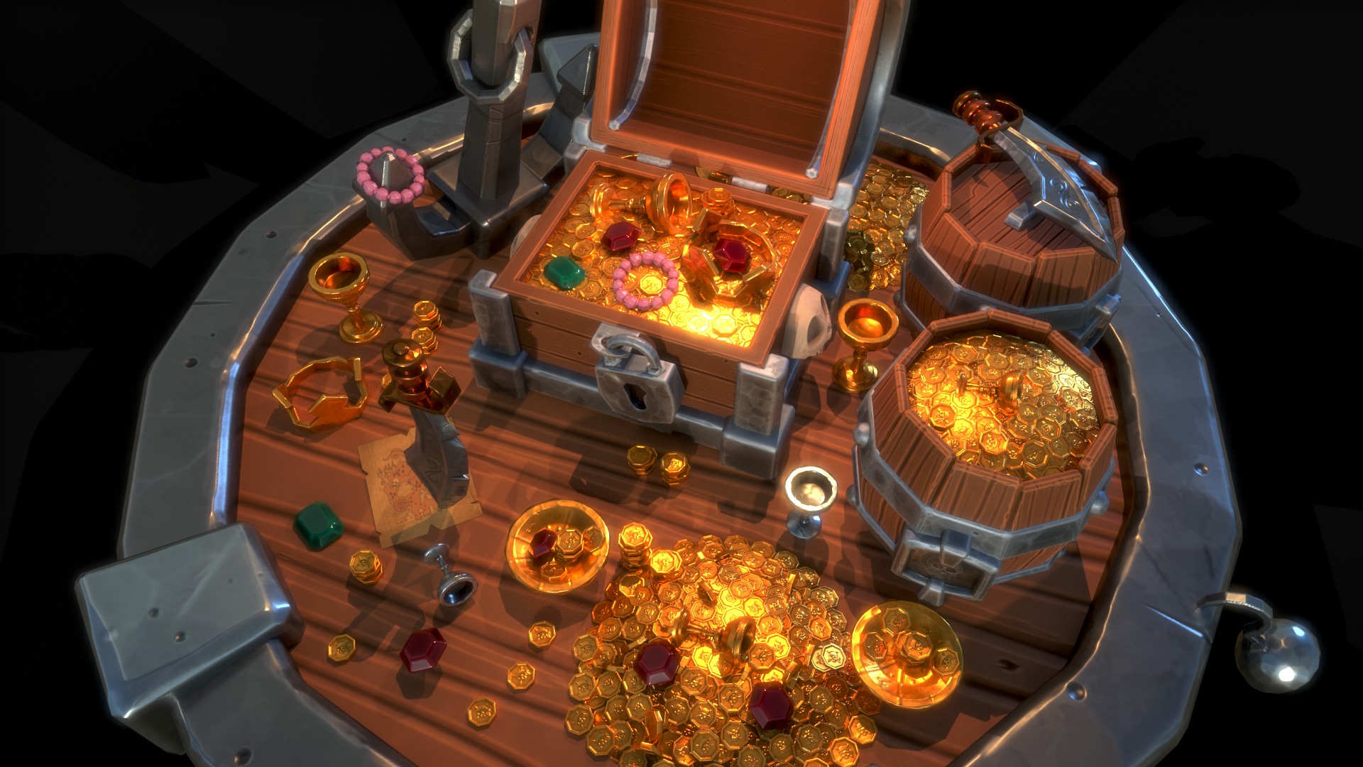 Pirate Treasures Low-poly 3D model_7