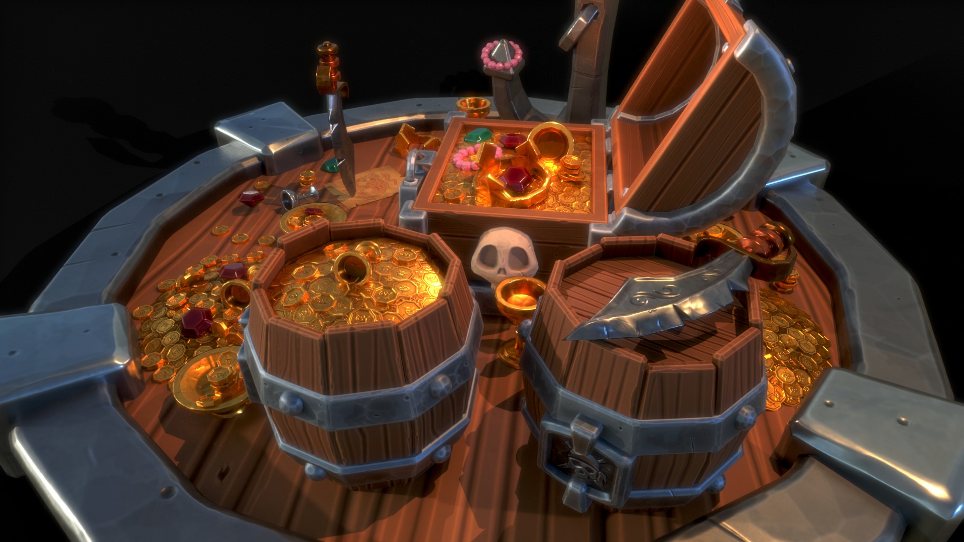 Pirate Treasures Low-poly 3D model_8