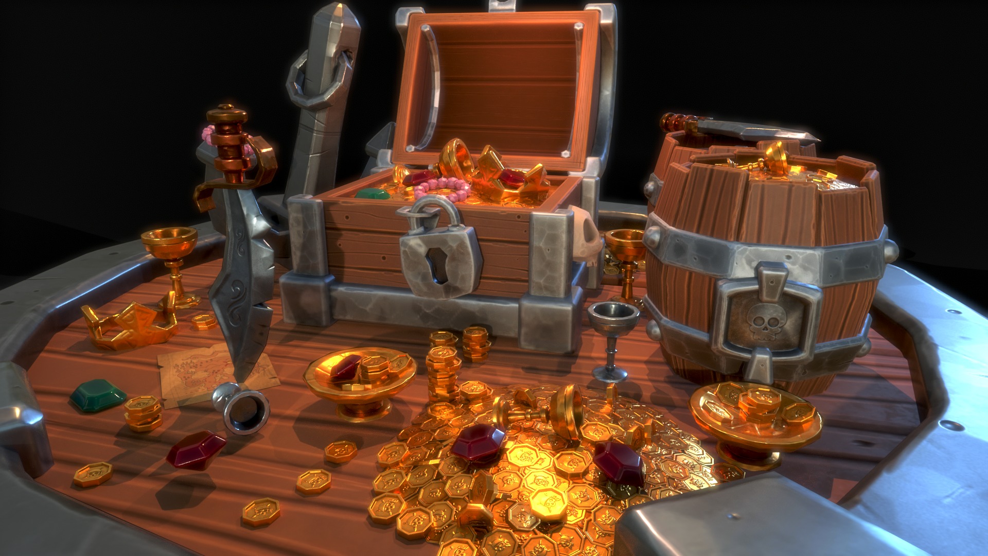 Pirate Treasures Low-poly 3D model_6