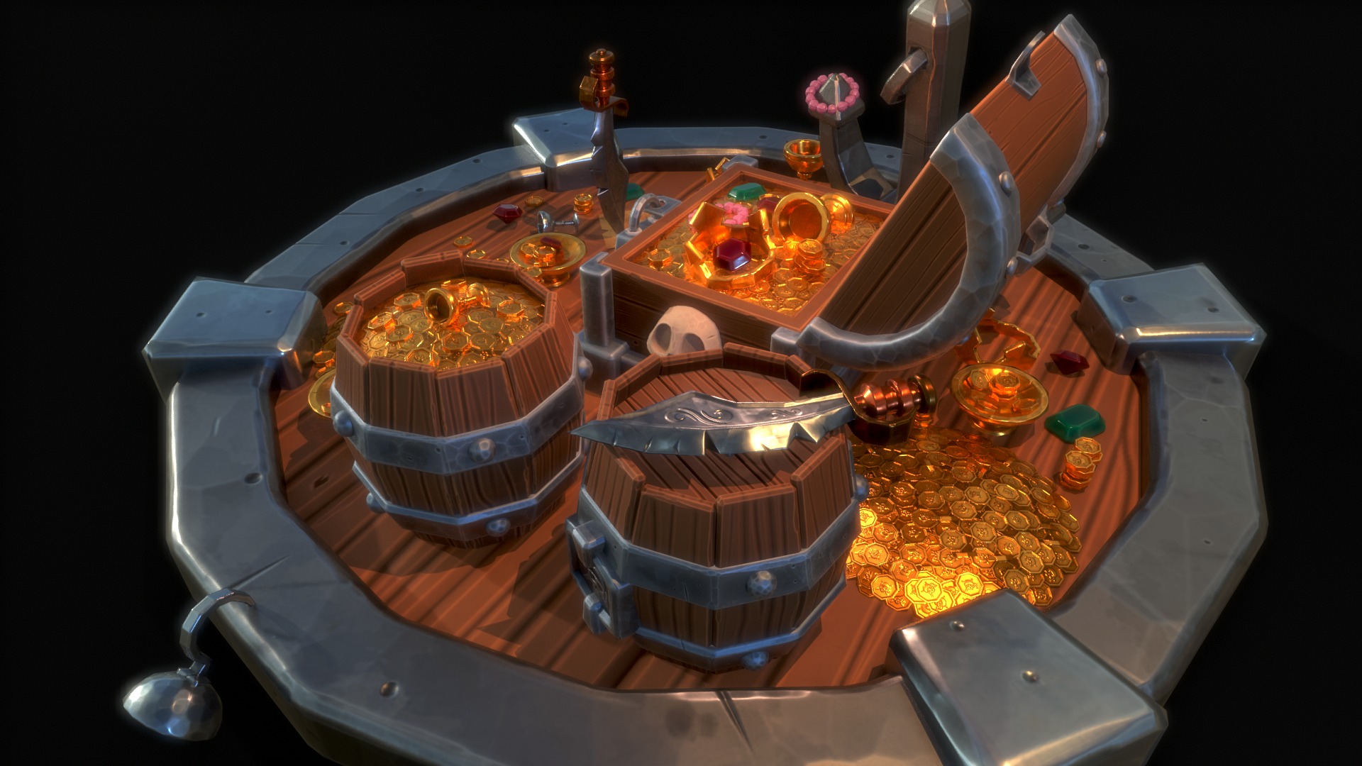 Pirate Treasures Low-poly 3D model_2