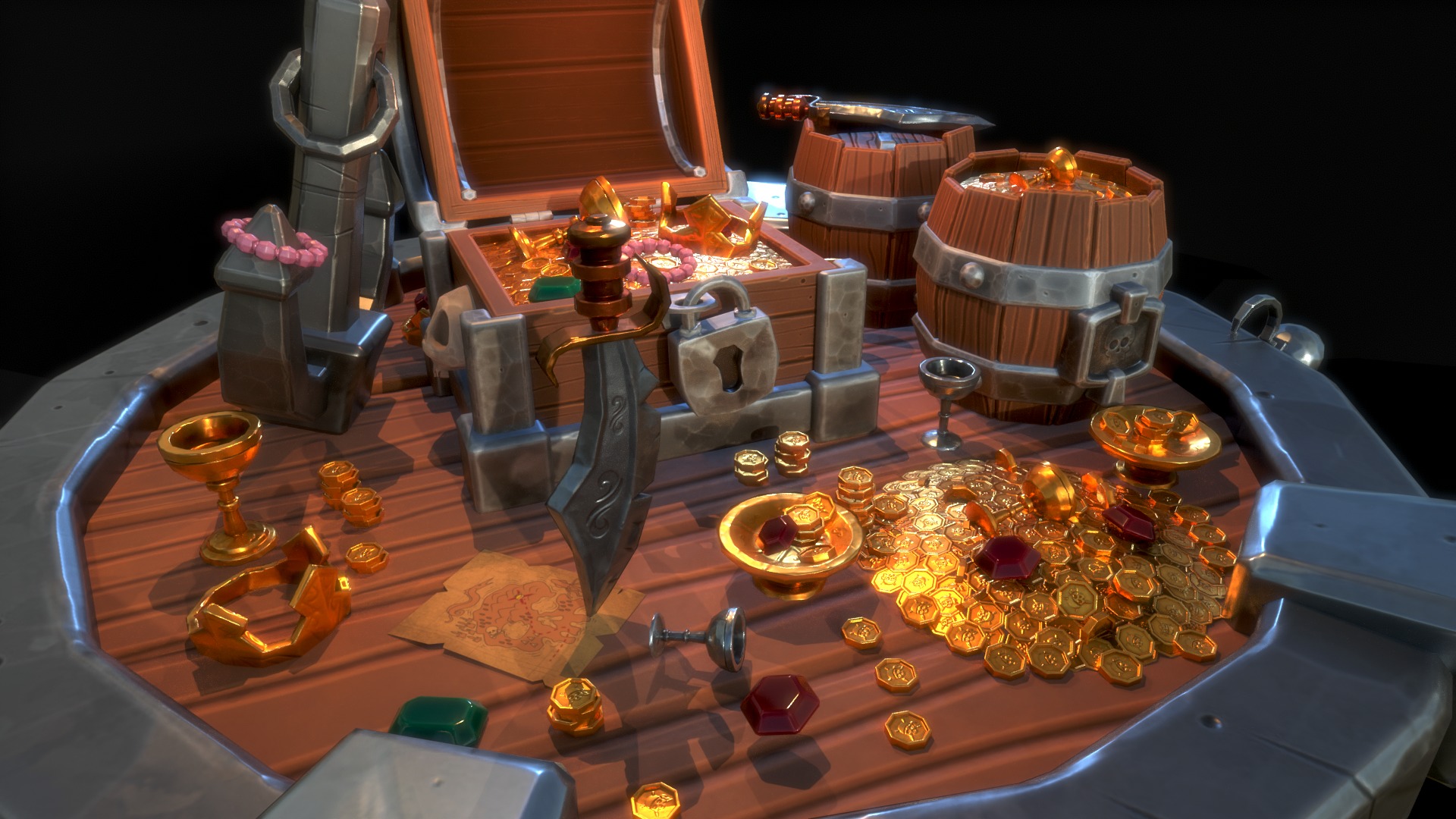 Pirate Treasures Low-poly 3D model_5