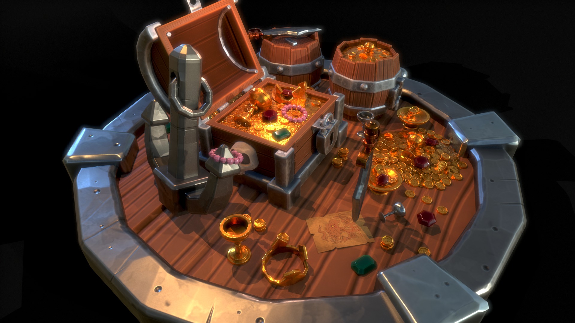 Pirate Treasures Low-poly 3D model_4