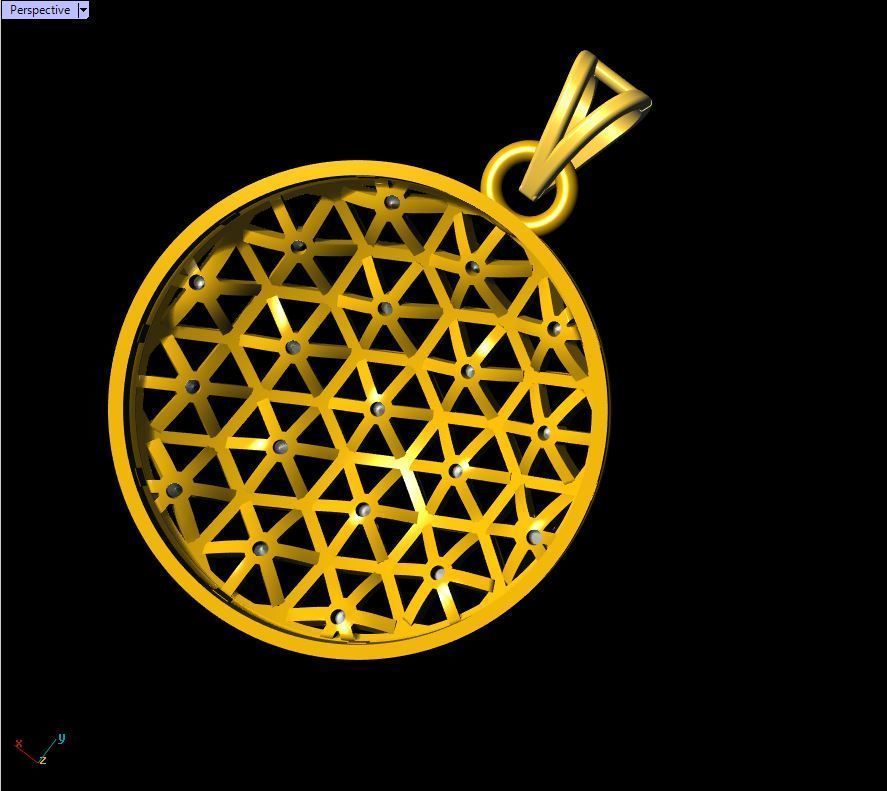Diamond Round Pendant - 0038  3D print model_6