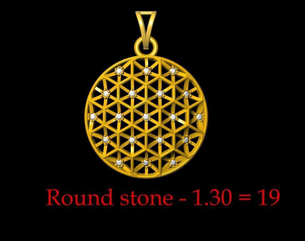 Diamond Round Pendant - 0038  3D print model_7
